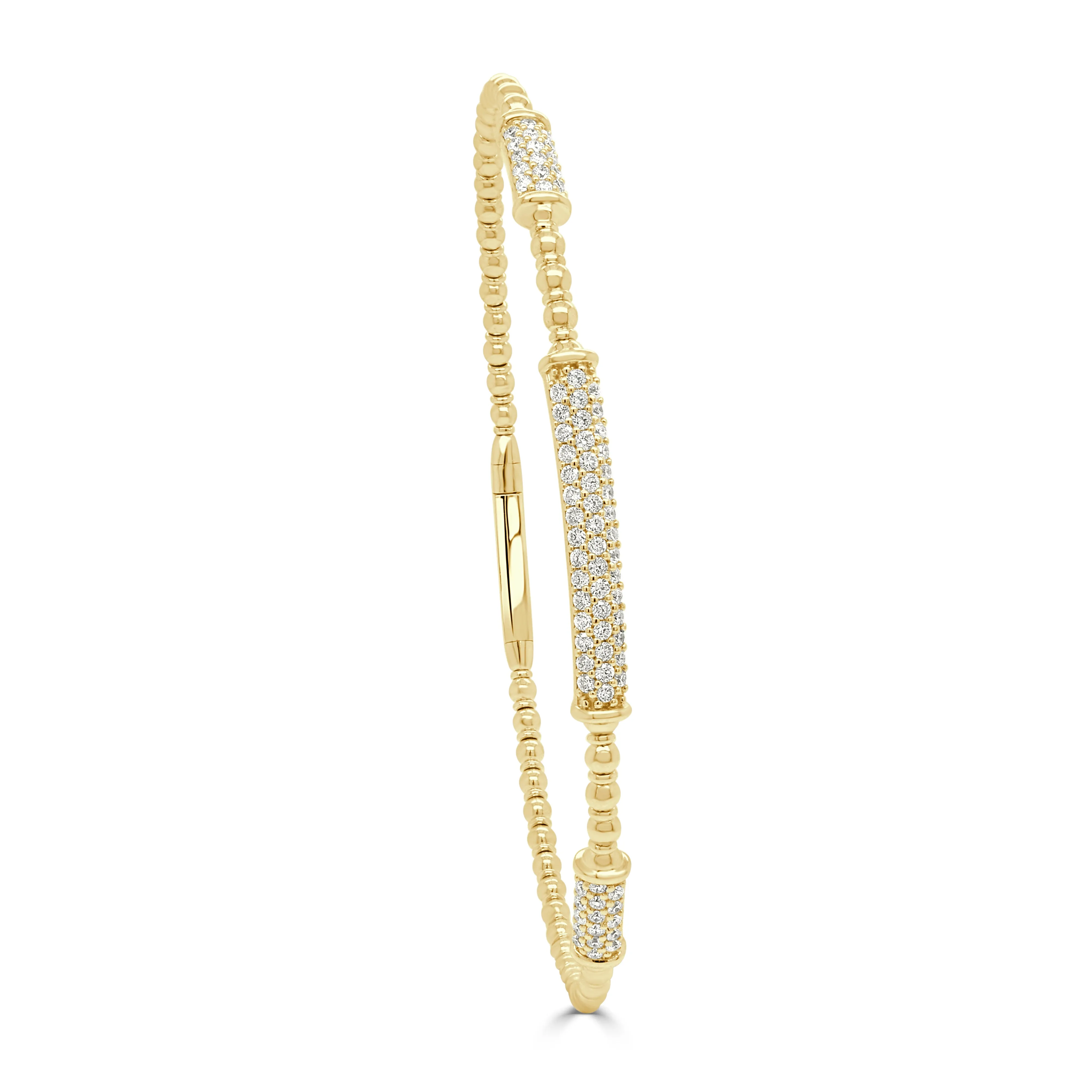 14K Gold & Diamond Flexible Bead Bangle - 0.61ct