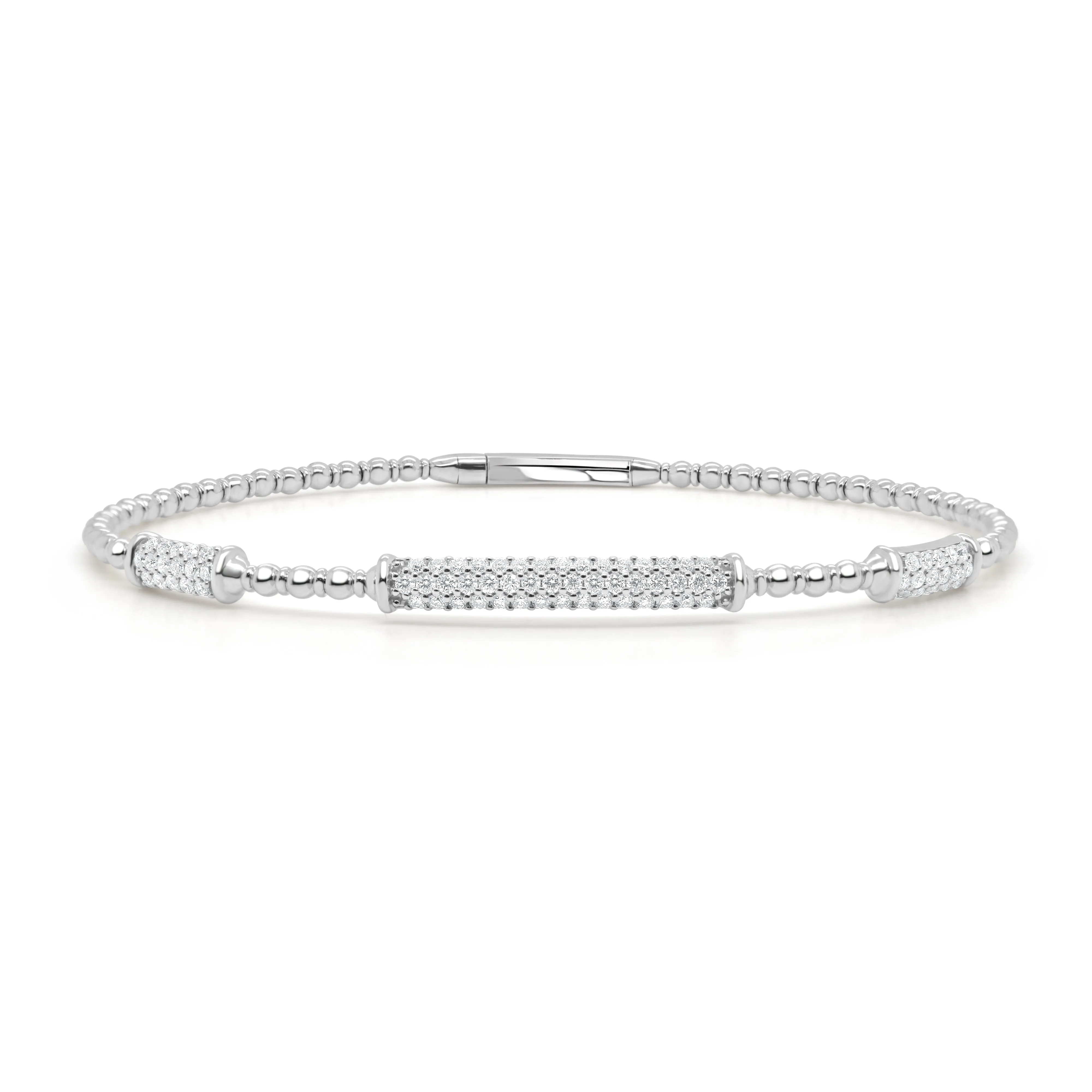 14K Gold & Diamond Flexible Bead Bangle - 0.61ct