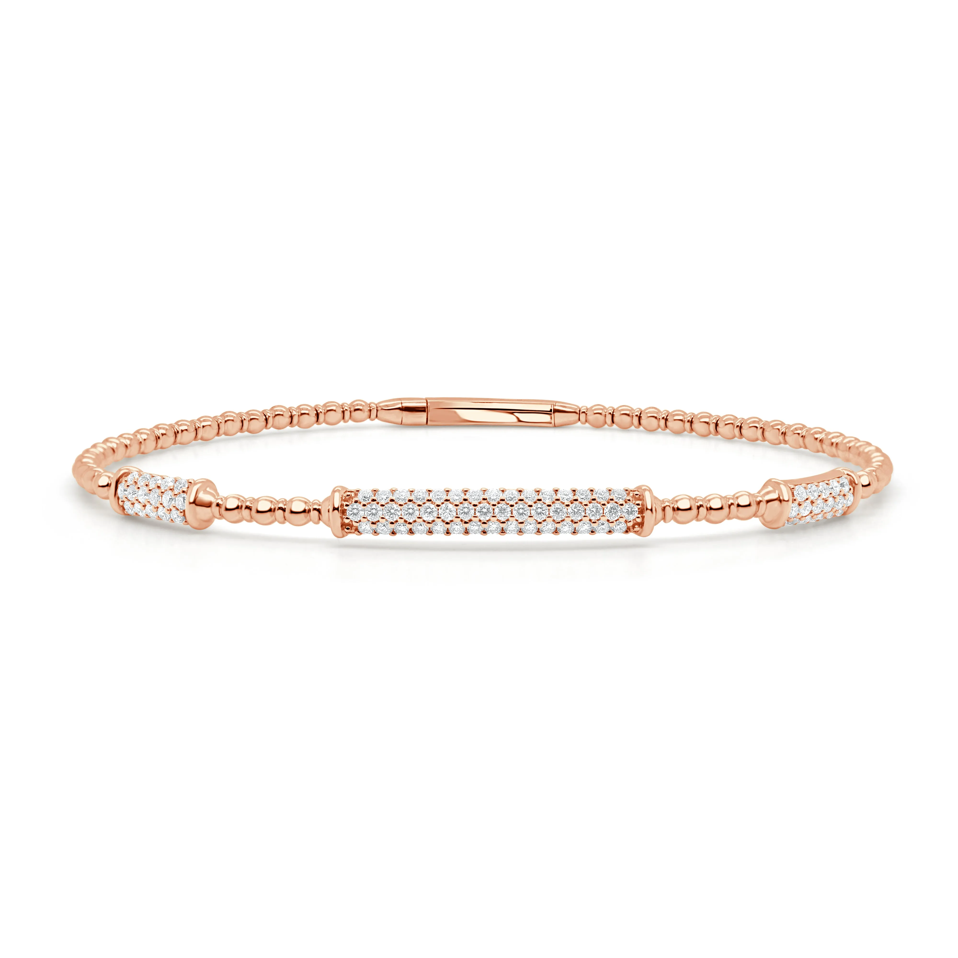 14K Gold & Diamond Flexible Bead Bangle - 0.61ct