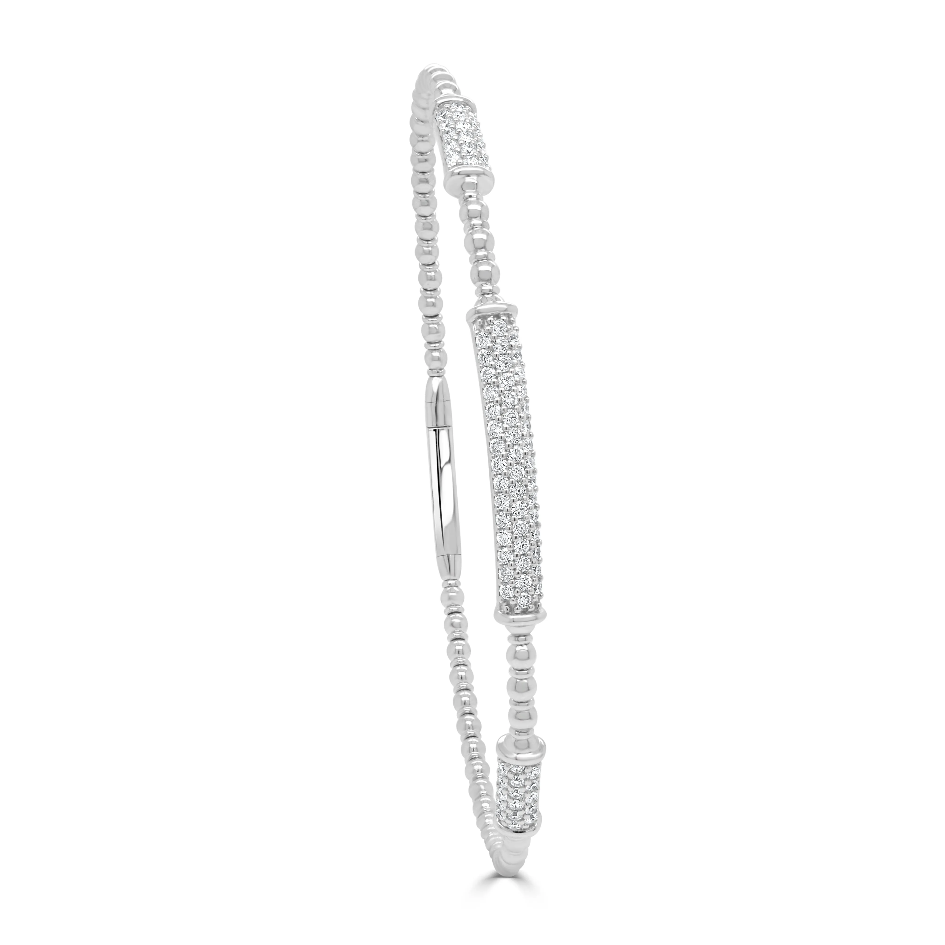 14K Gold & Diamond Flexible Bead Bangle - 0.61ct