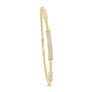 14K Gold & Diamond Flexible Bead Bangle - 0.61ct
