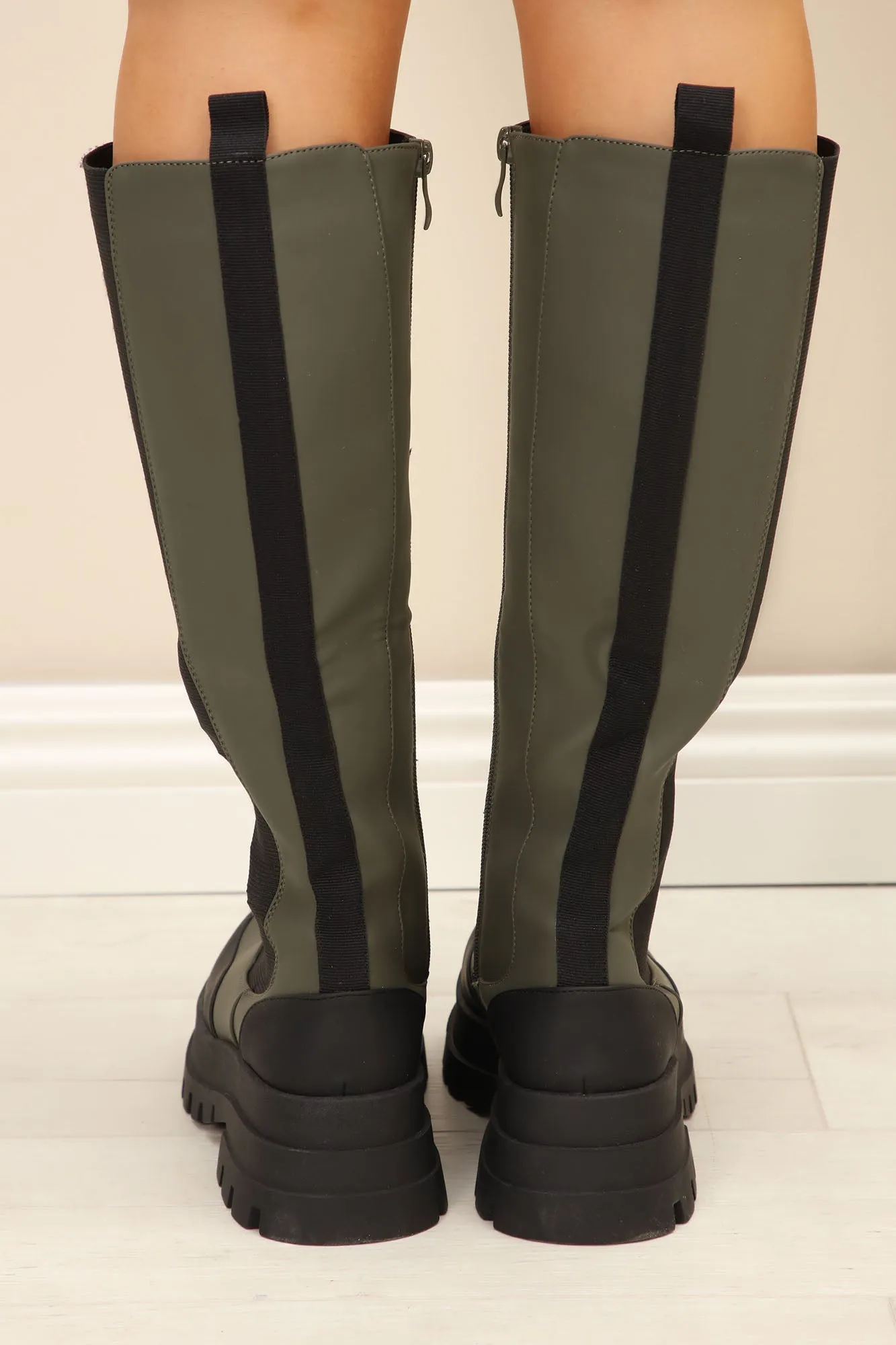 After The Storm Knee High Boots - Olive