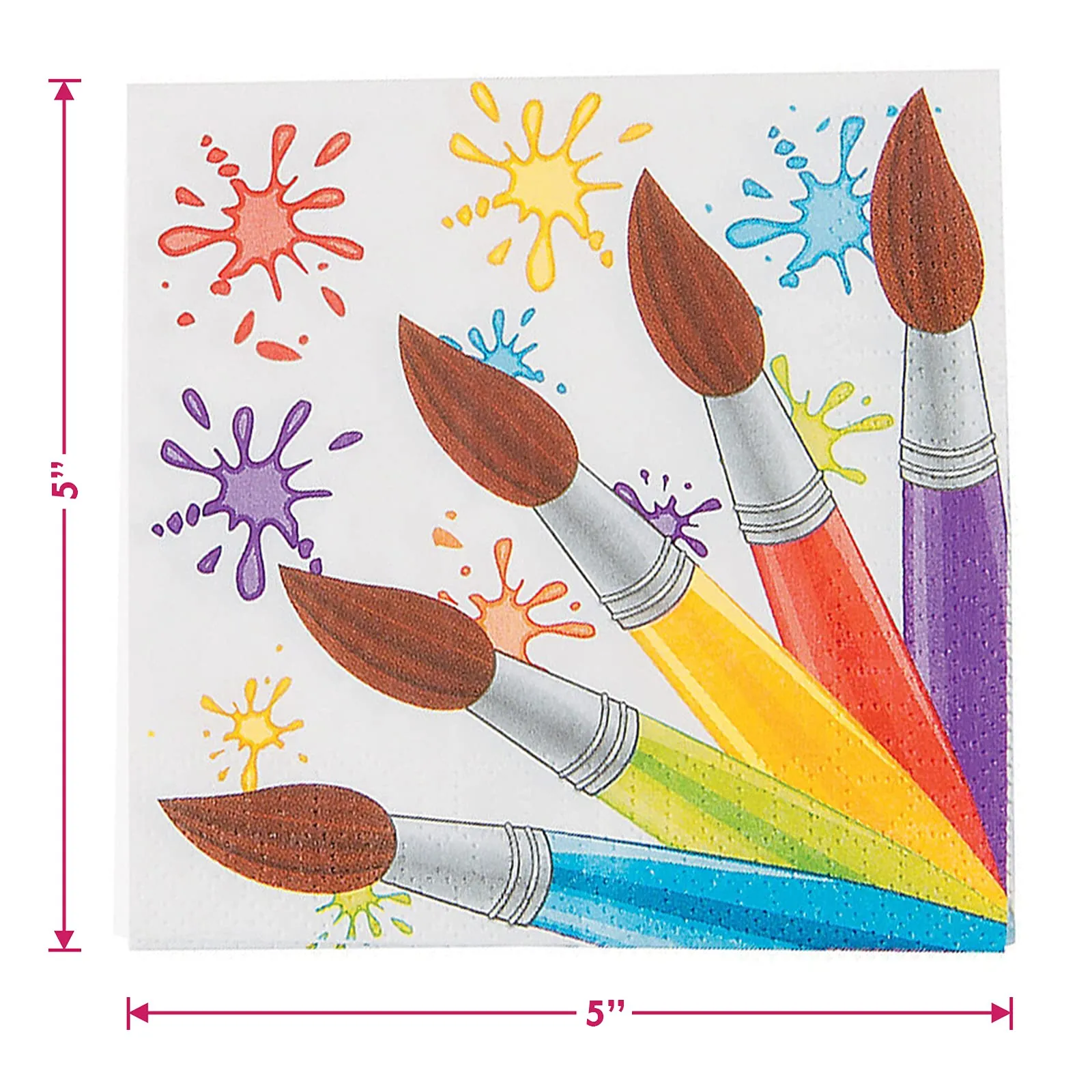 Art Party Artist Palette Paper Dessert Plates and Paintbrush Napkins (Serves 16)