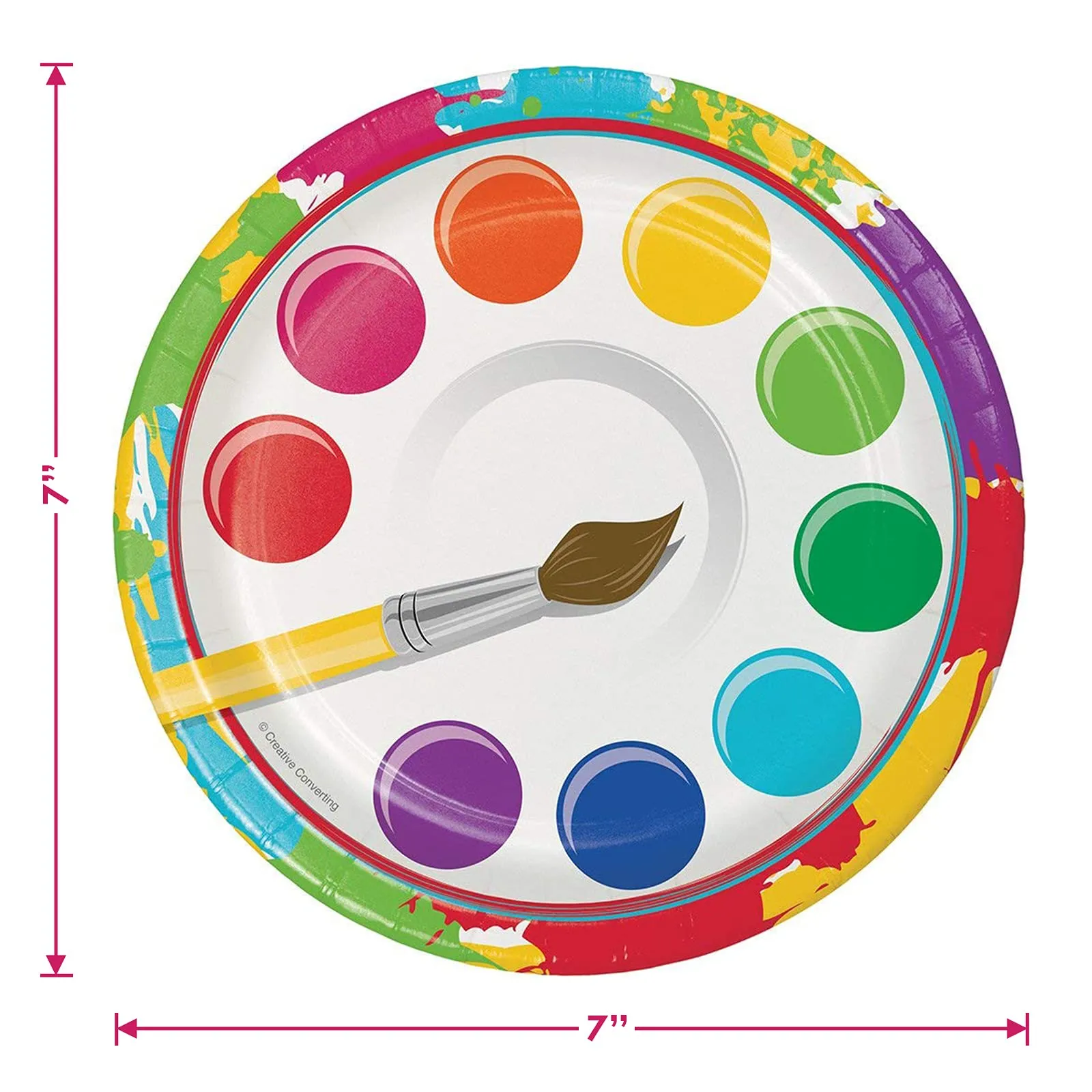 Art Party Artist Palette Paper Dessert Plates and Paintbrush Napkins (Serves 16)