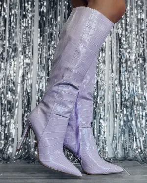 Atlantic Croc Knee High Boots - Light Purple