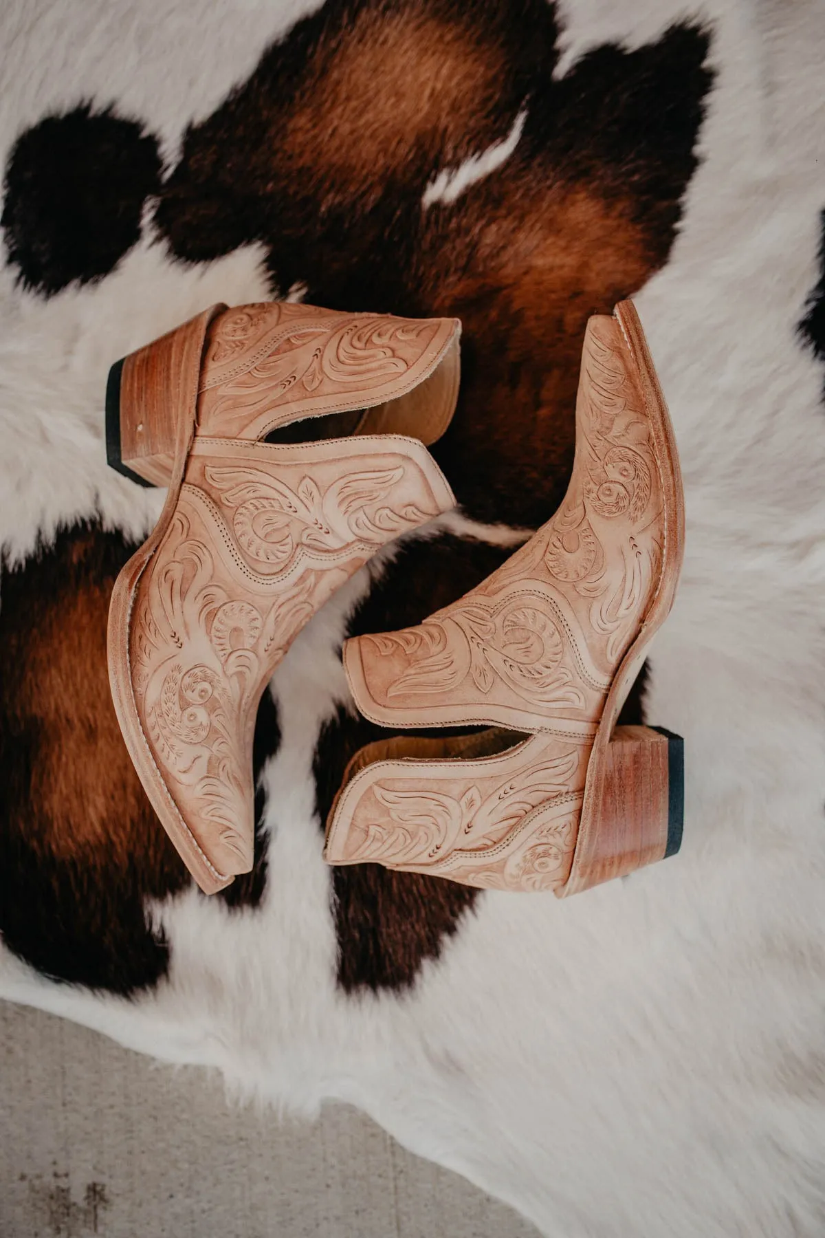 'Aviana' Stetson Fully Tooled Leather Snip Toe Ankle Booties (6 - 11)