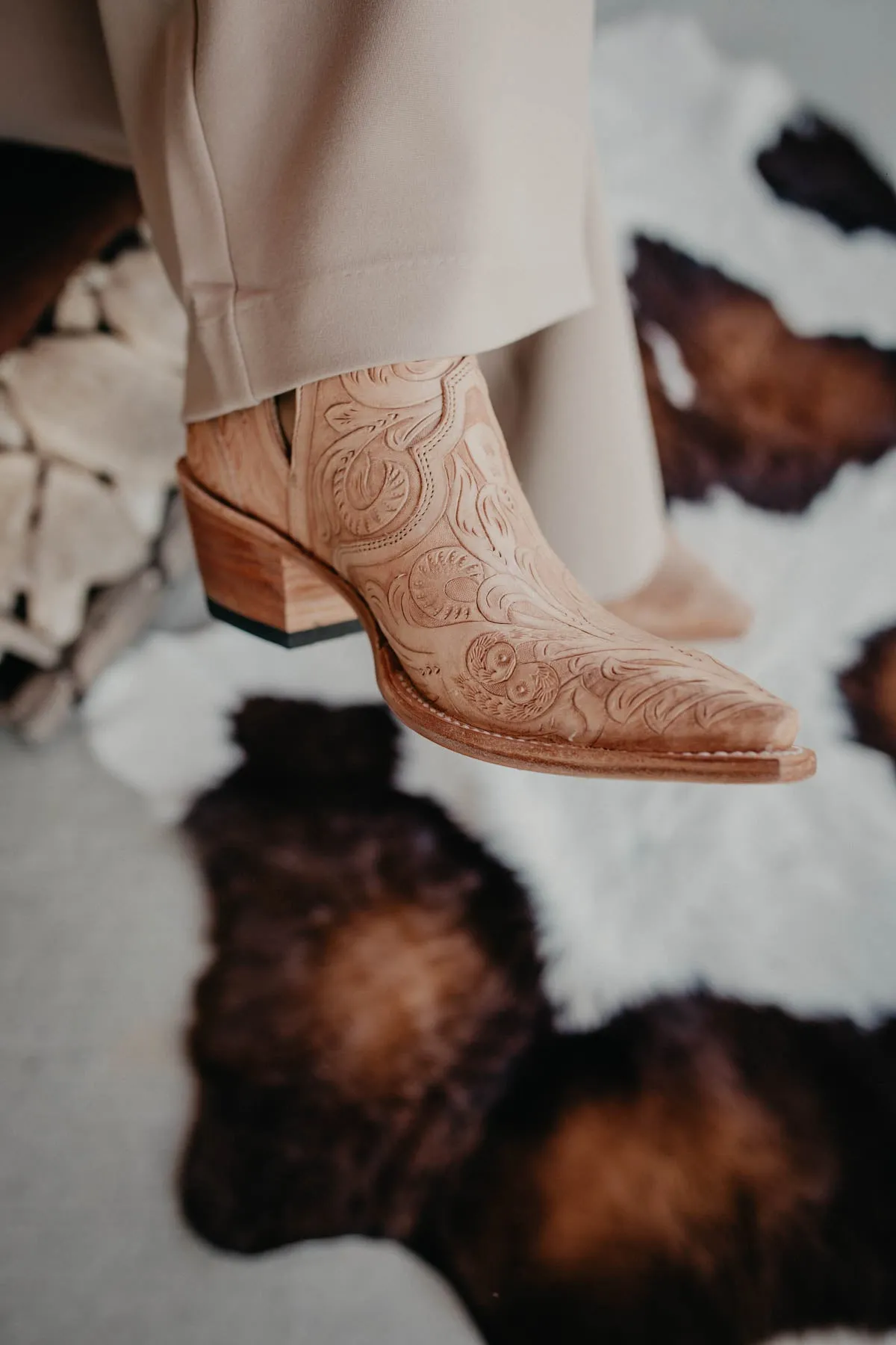 'Aviana' Stetson Fully Tooled Leather Snip Toe Ankle Booties (6 - 11)