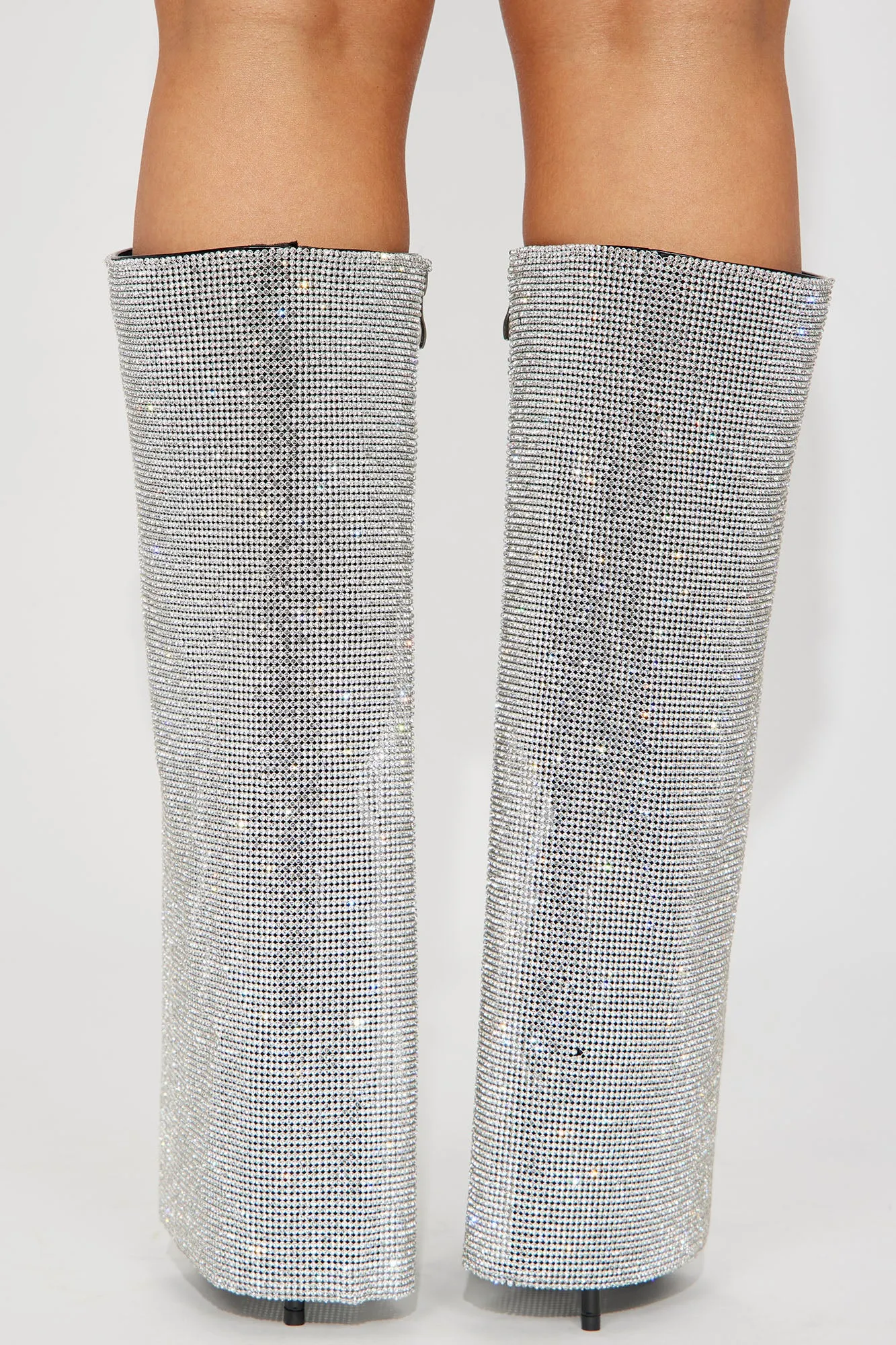 Award Winning Rhinestone Knee High Boots - Black