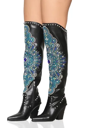 Axel Embellished Boots (Black Multi)- FINAL SALE