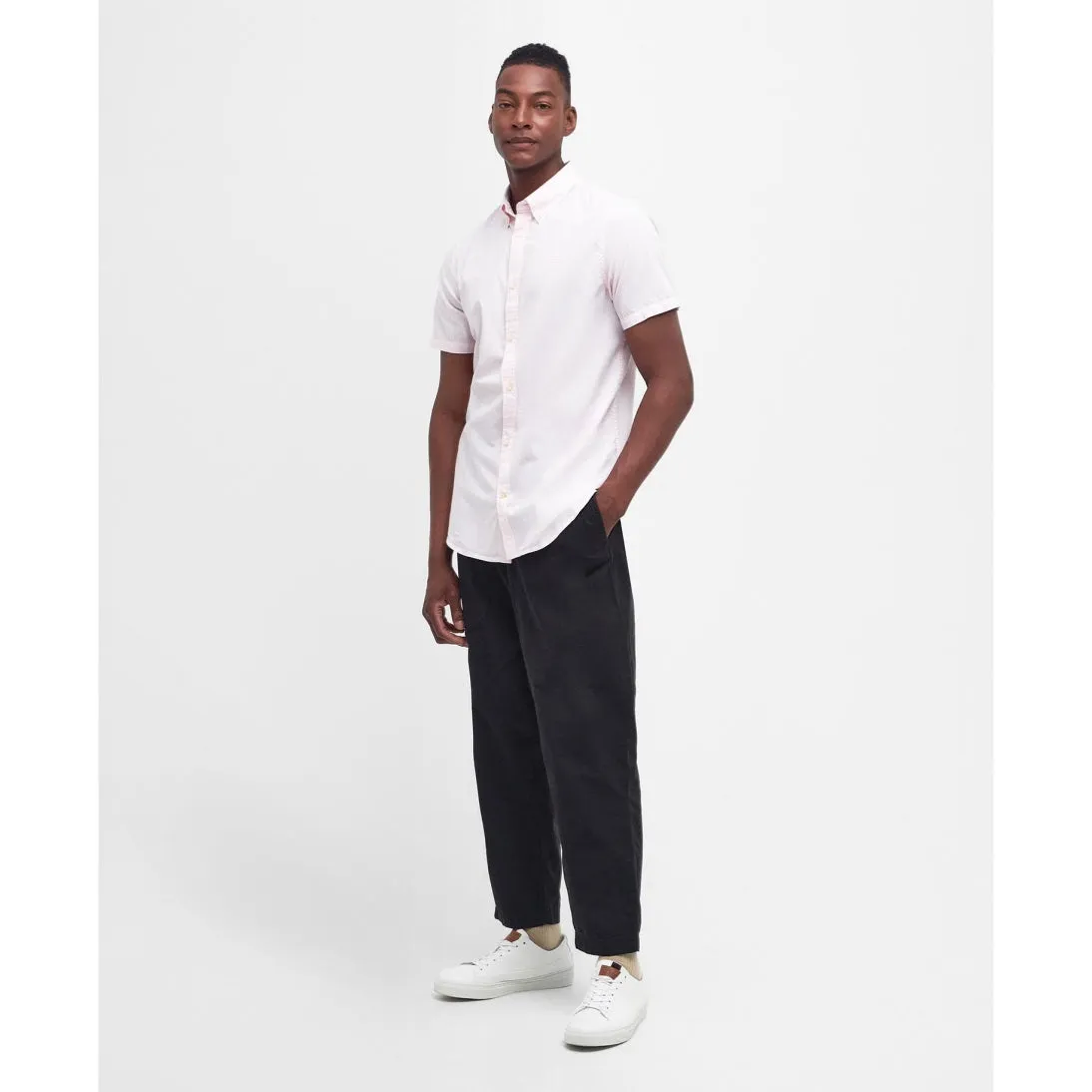 Barbour Crest Poplin Tailored Short Sleeve Shirt MSH5468PI51 Pink