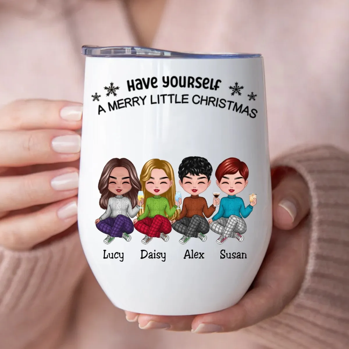 Besties - Have Yourself A Merry Little Christmas - Personalized Wine Tumbler