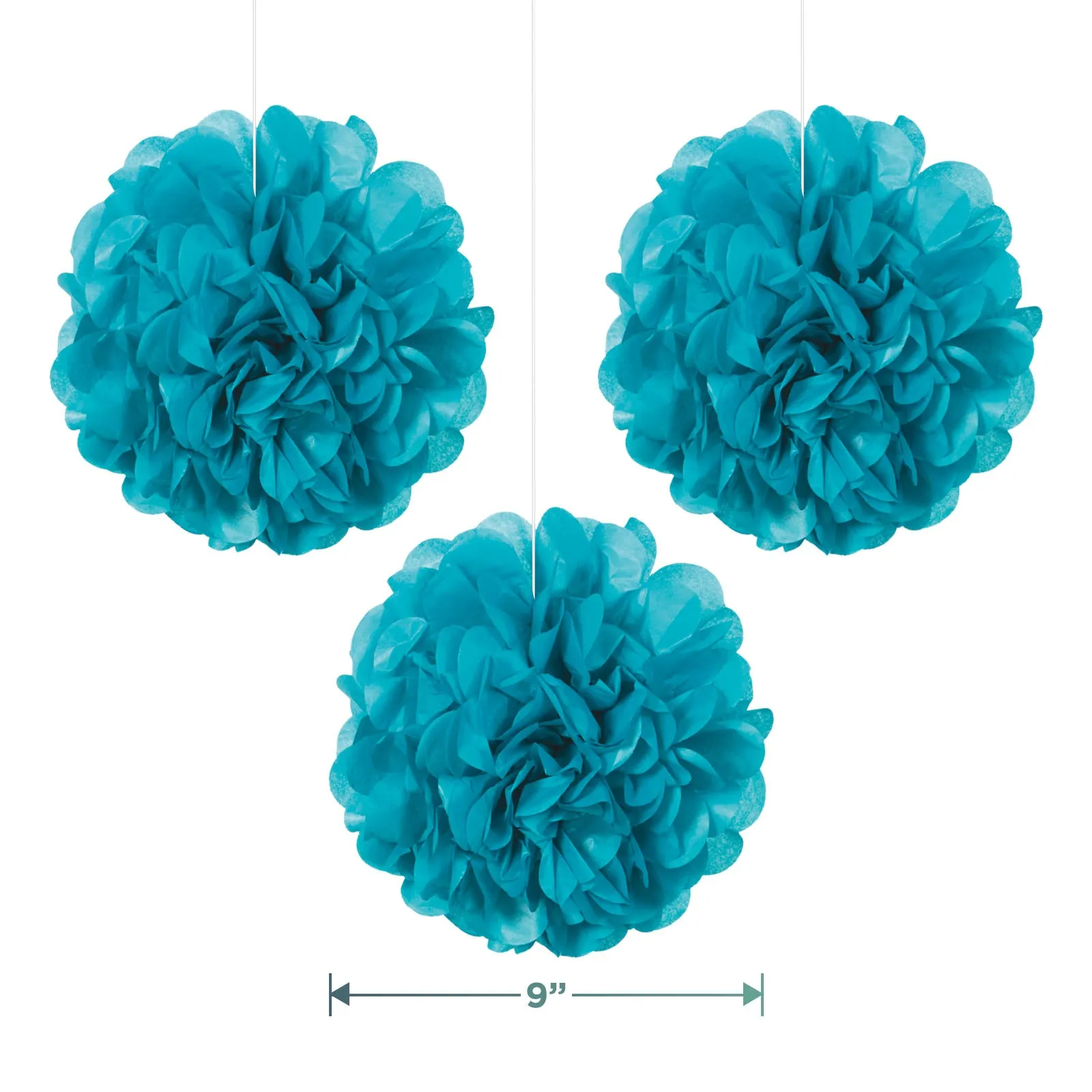 Blue Fiesta Party Paper Dessert Plates, Napkins, Cups, Table Cover,, and Tissue Hanging Decorations (Serves 16)