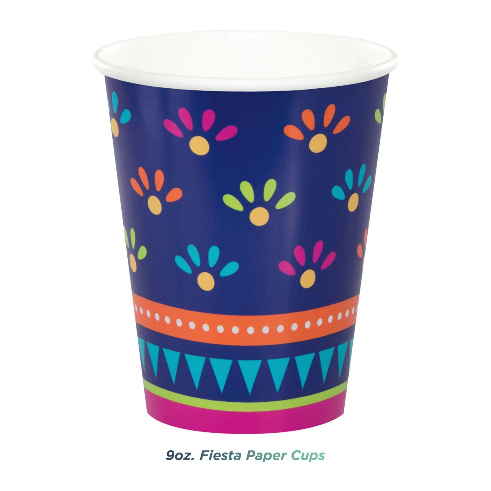 Blue Fiesta Party Paper Dessert Plates, Napkins, Cups, Table Cover,, and Tissue Hanging Decorations (Serves 16)