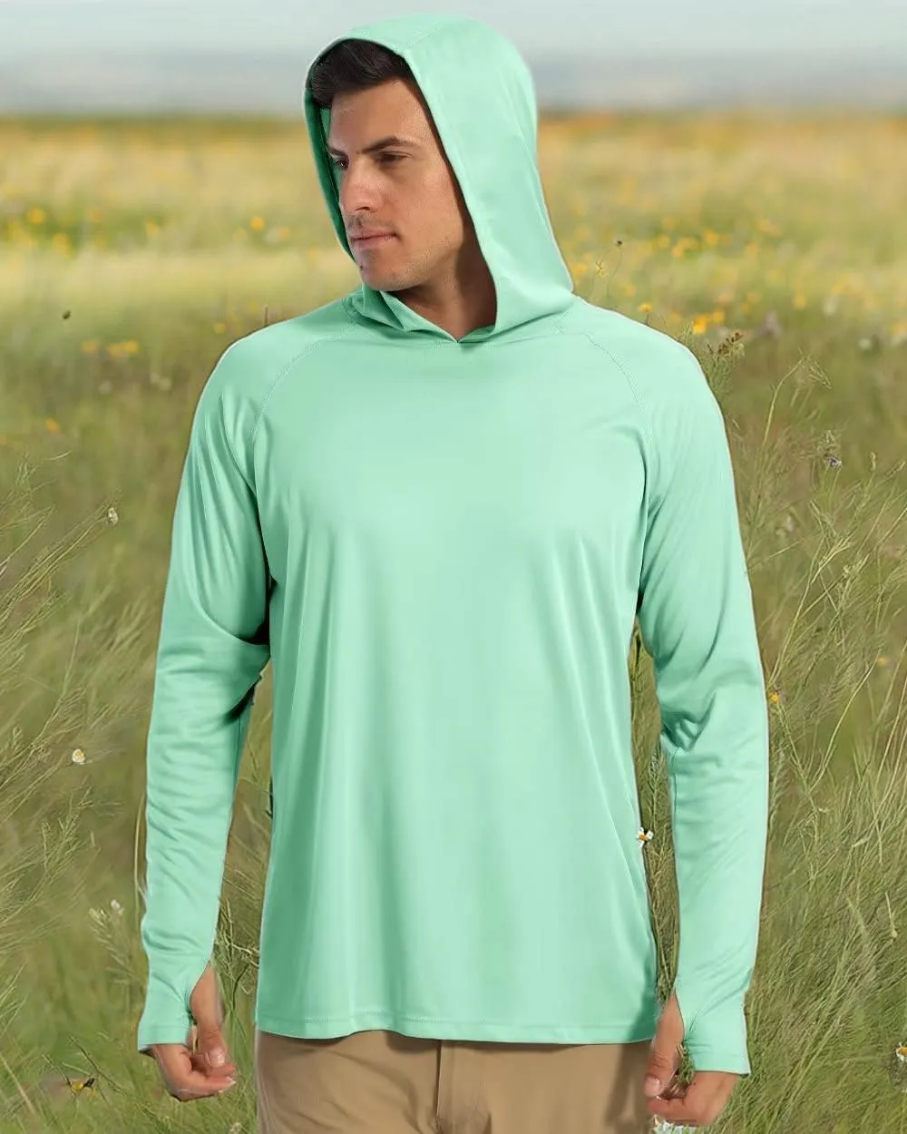 Boladeci Men's UPF 50  Sun Protection Lightweight Hoodie Shirts Long Sleeve Fishing Shirts SPF UV Hiking Swim