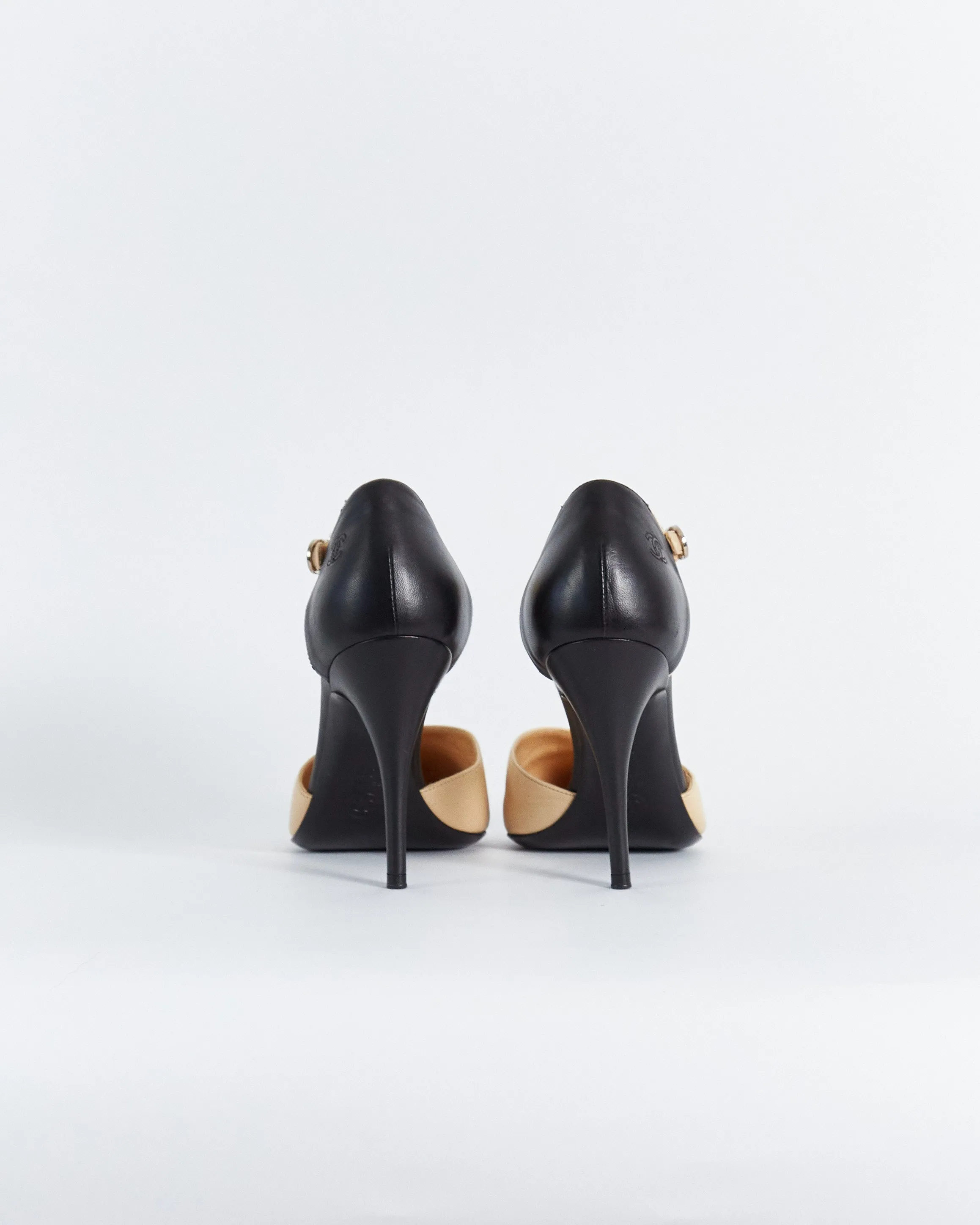 Chanel high heel mary janes, black & beige, 39