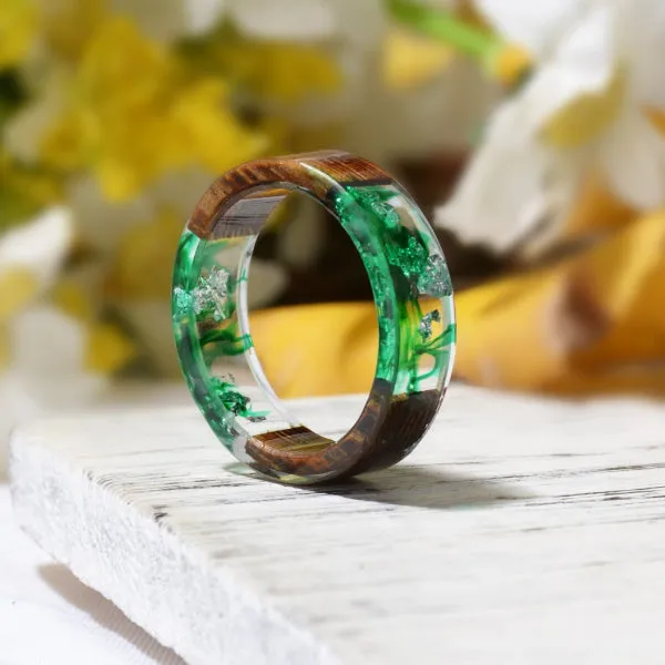 Classy Men Wood Epoxy Ring Green