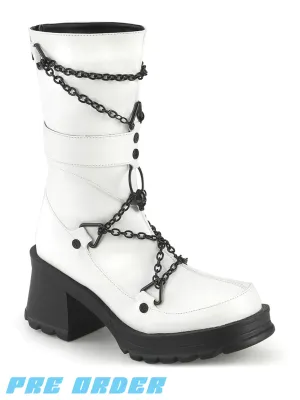 DEMONIA BRATTY-120 - WHITE VEGAN LEATHER ✰ PRE ORDER ✰