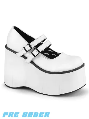 DEMONIA KERA-08 PLATFORM MARYJANES - WHITE VEGAN LEATHER ✰ PRE ORDER ✰