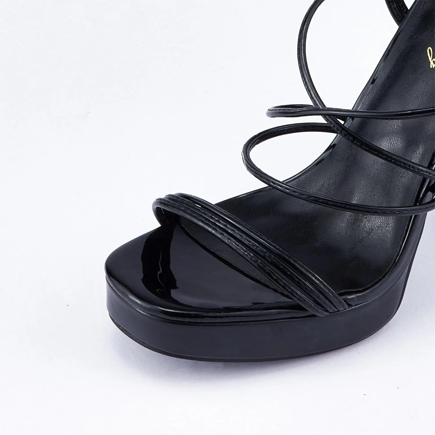 Elisabet Tang Women's Strappy Heeled Sandals, 5 inch Platform Heels Chunky Lace up High Heels Open Toe Party Shoes