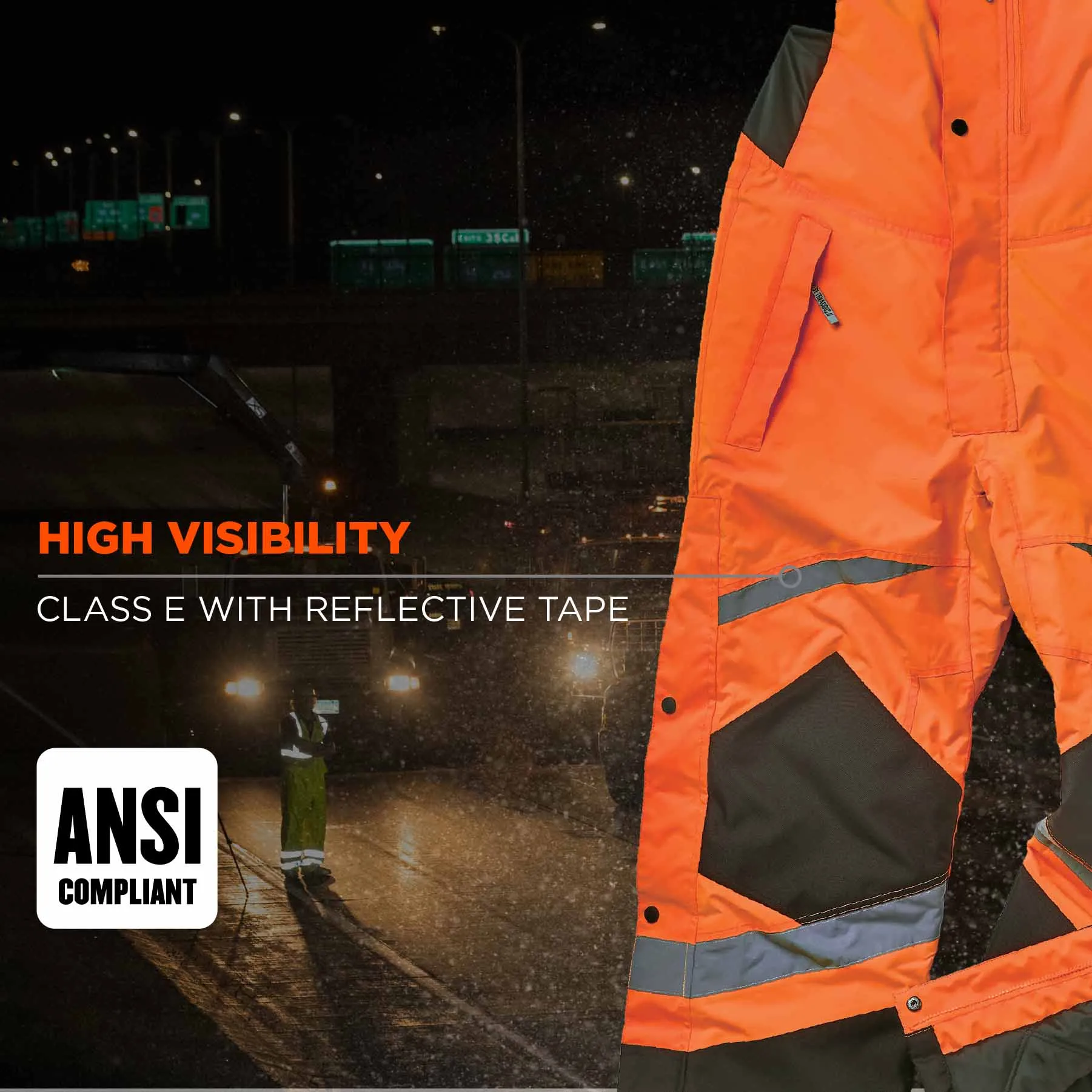 Ergodyne 25632 8928 S Orange Class E Hi-Vis Insulated Bibs