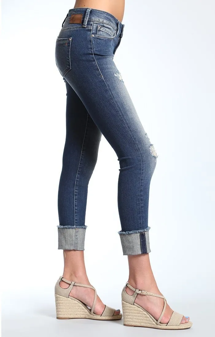 ERICA CUFFED SKINNY IN INDIGO RIPPED VINTAGE