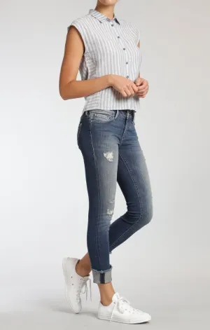 ERICA CUFFED SKINNY IN INDIGO RIPPED VINTAGE