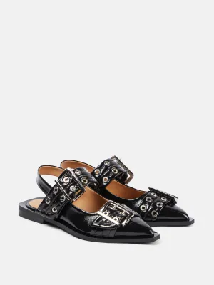 Faux-leather slingback flats