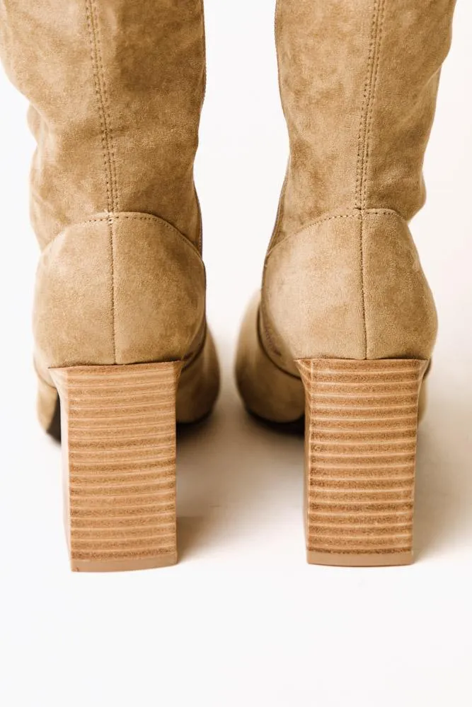 Faye Knee High Boots in Khaki