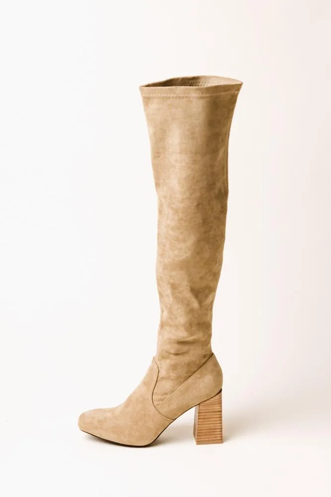 Faye Knee High Boots in Khaki