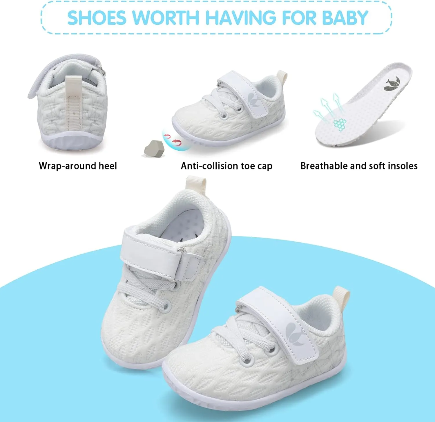 FEETCITY Baby Sneakers Boys Girls Infant Shoes First Walking Shoes Newborn Crib Shoes Toddler Slip On Shoes