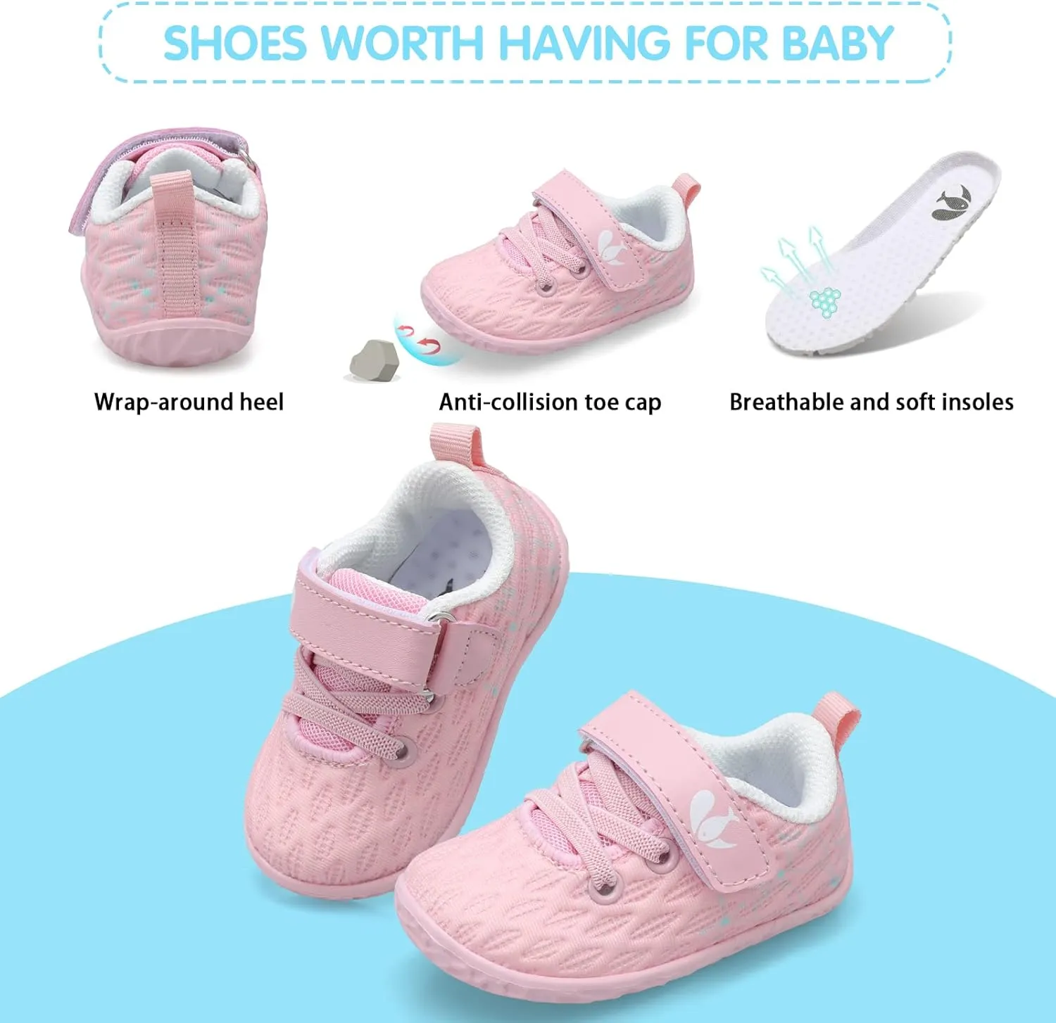 FEETCITY Baby Sneakers Boys Girls Infant Shoes First Walking Shoes Newborn Crib Shoes Toddler Slip On Shoes