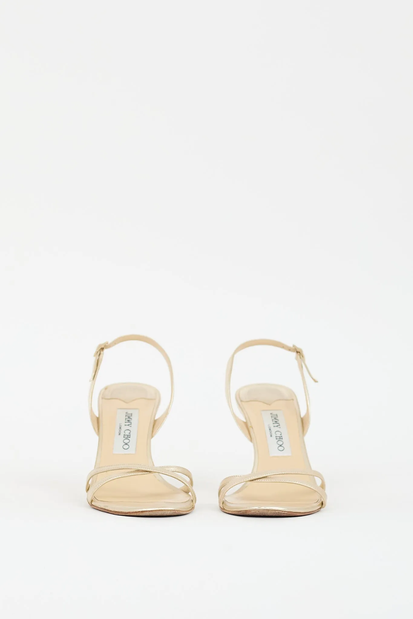 Gold Leather Heeled Sandal