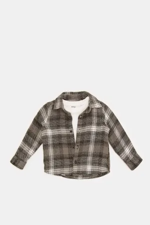 Infant Boys Black And White Shirt Set (2 Piece)