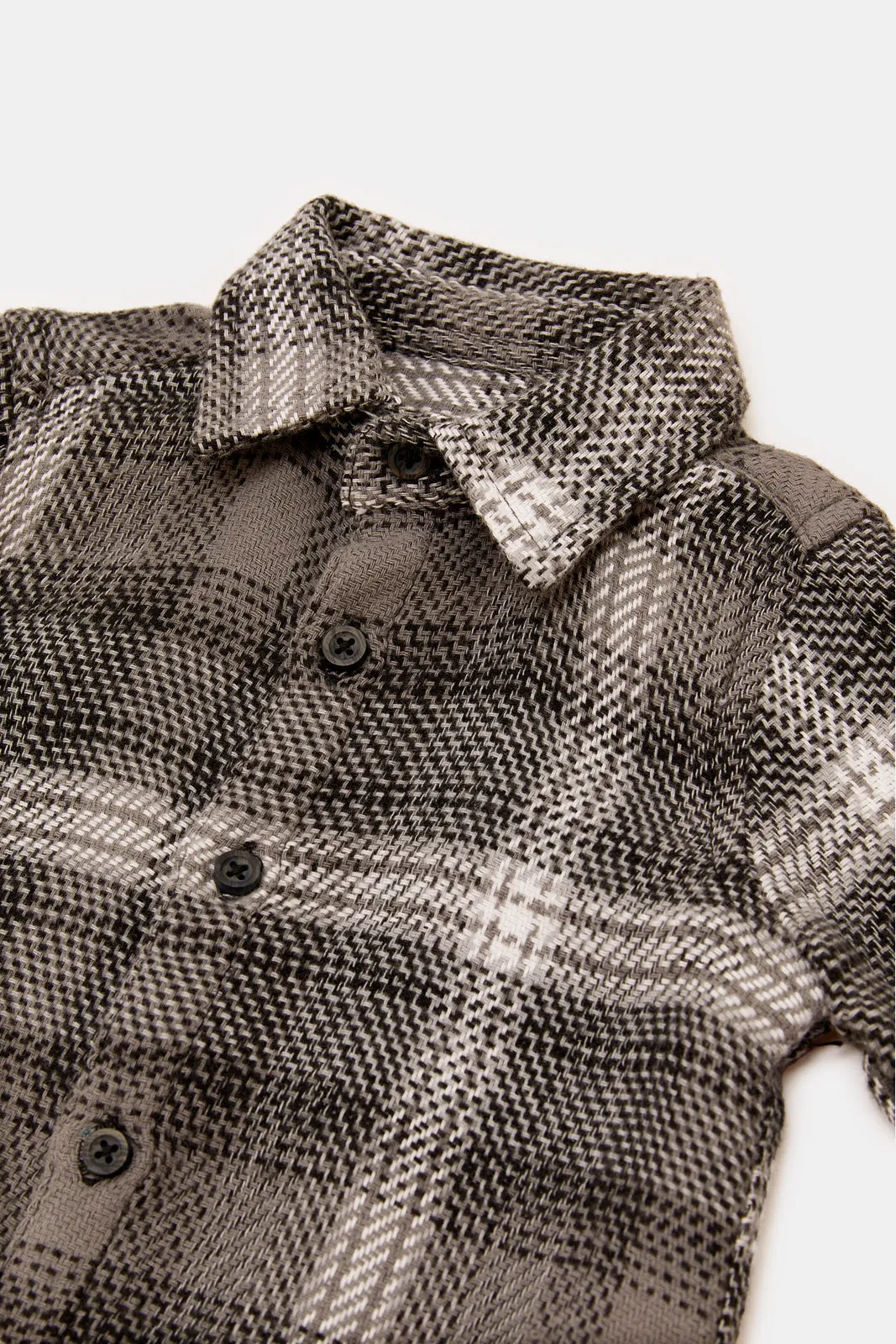 Infant Boys Black And White Shirt Set (2 Piece)