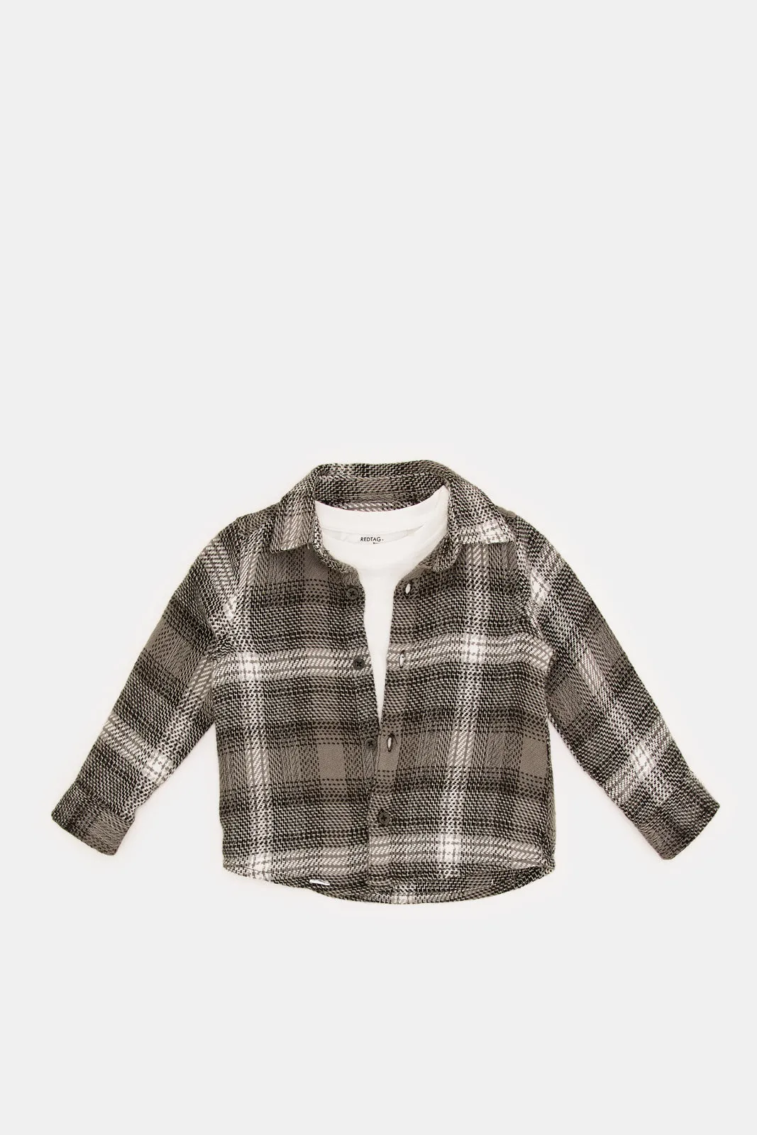 Infant Boys Black And White Shirt Set (2 Piece)