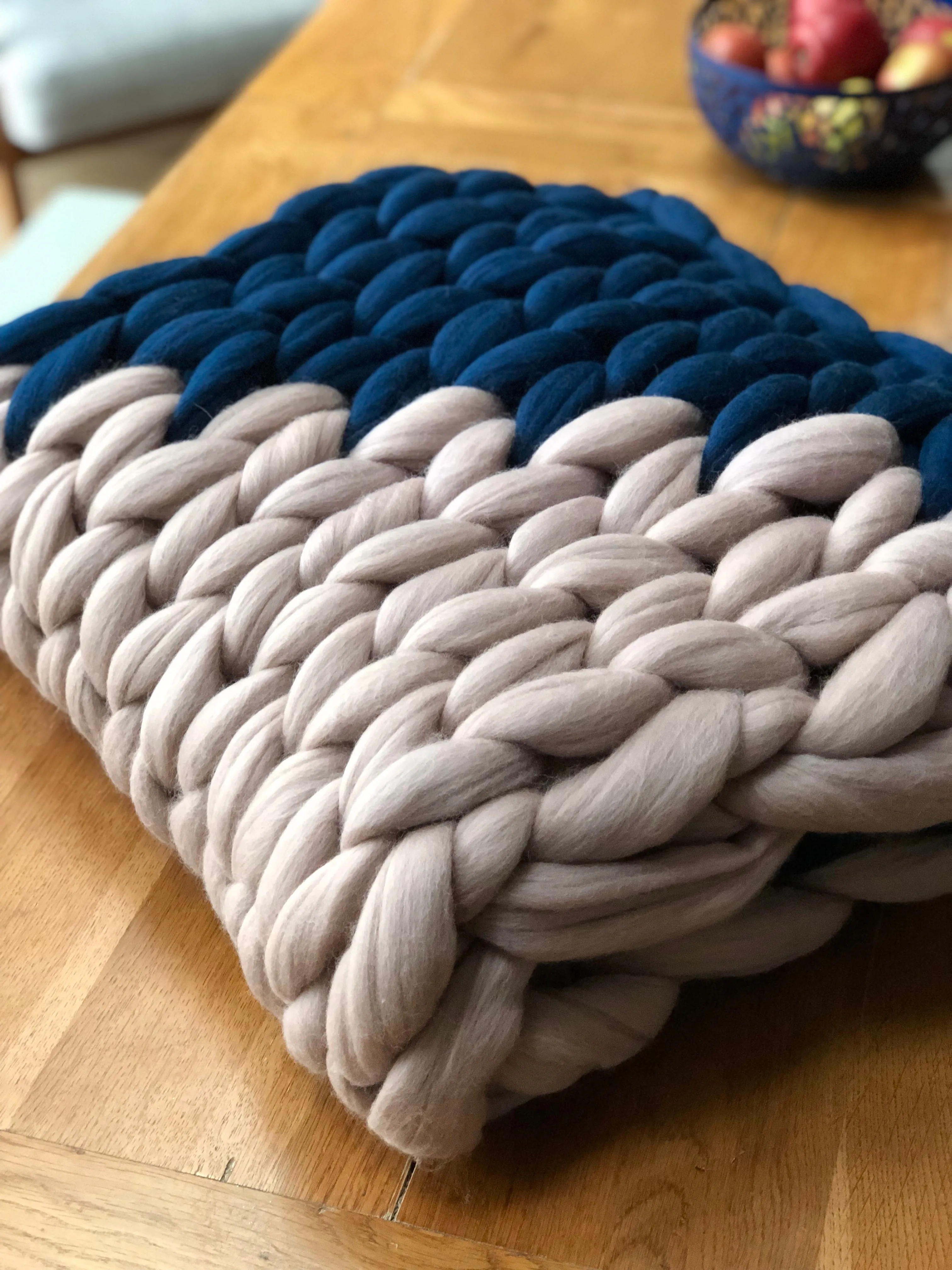 It Takes Two colour block chunky knit blanket / throw made to order