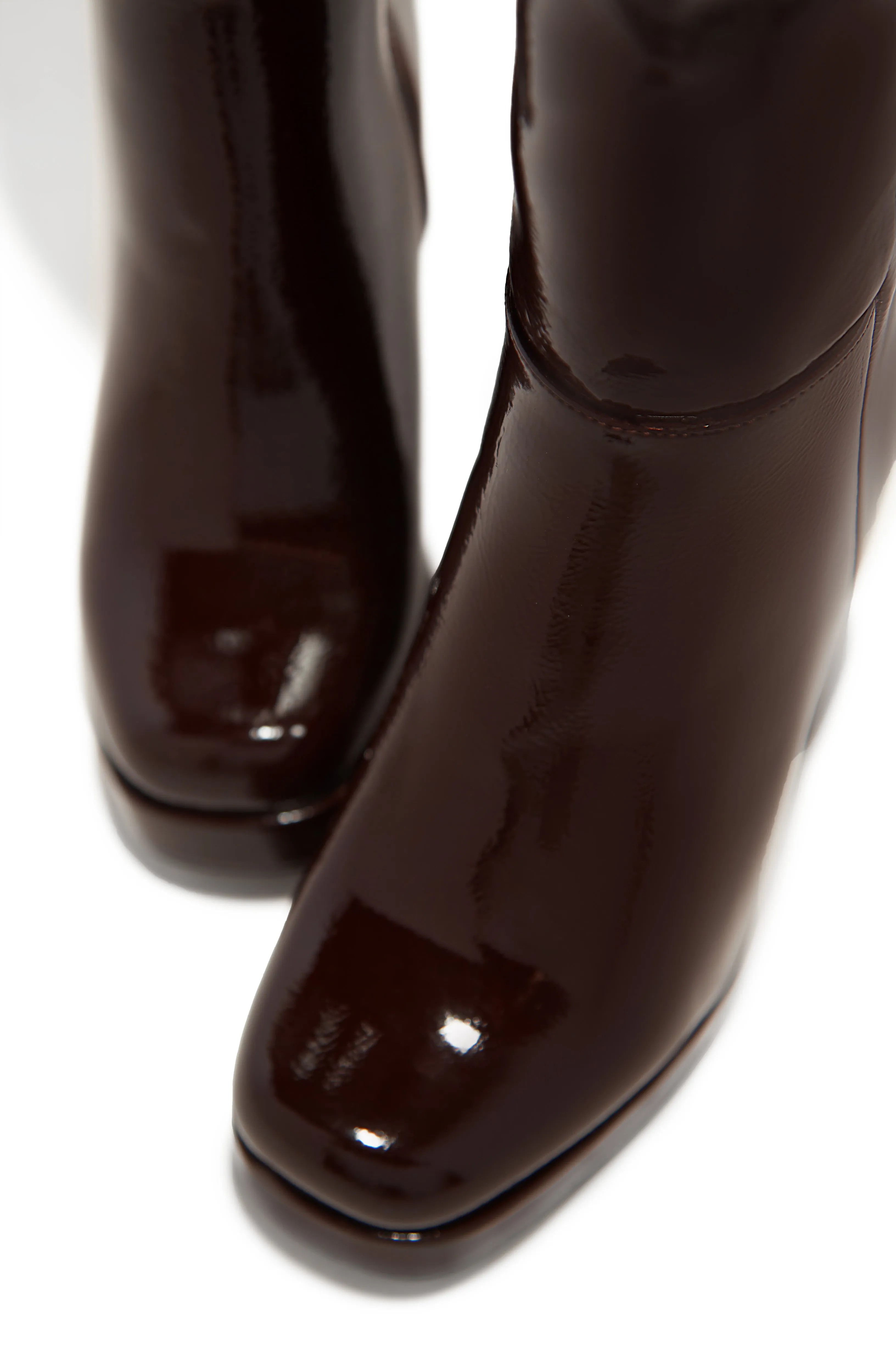 Kami Platform Block Heel Boots - Brown