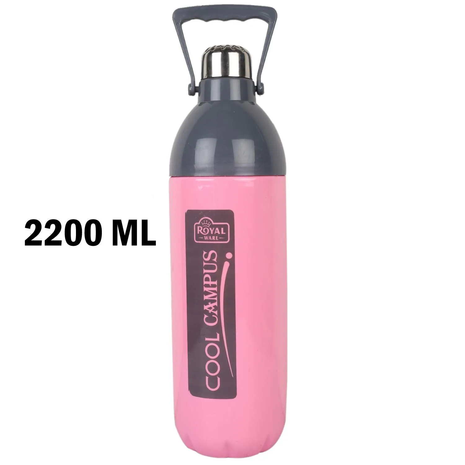 Kuber Industries Plastic Insulated Water Bottle with Handle 2200 ML (Pink) -CTLTC12692, Standard
