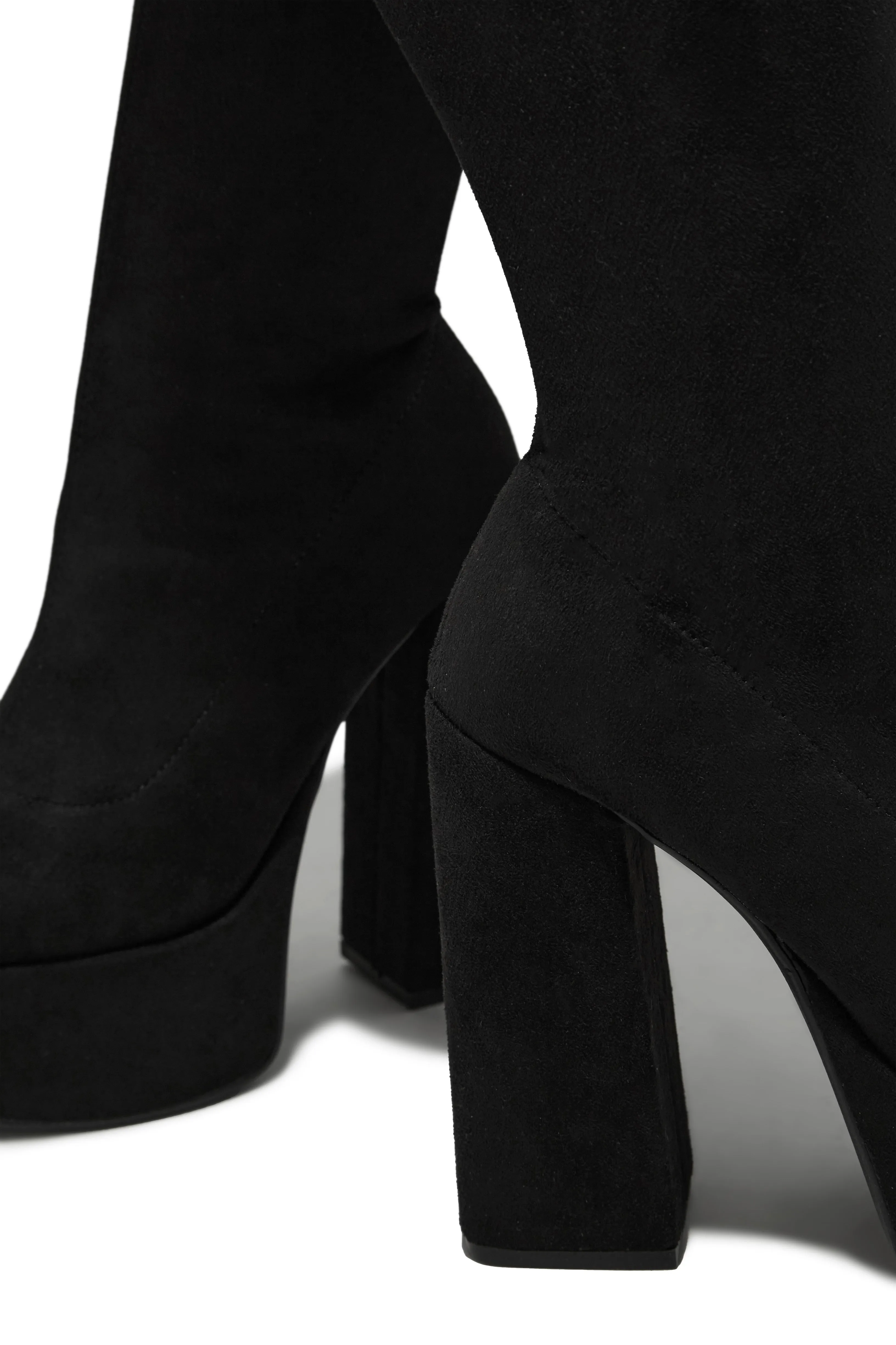 Lachelle Block Heel Platform Over The Knee Boots - Black