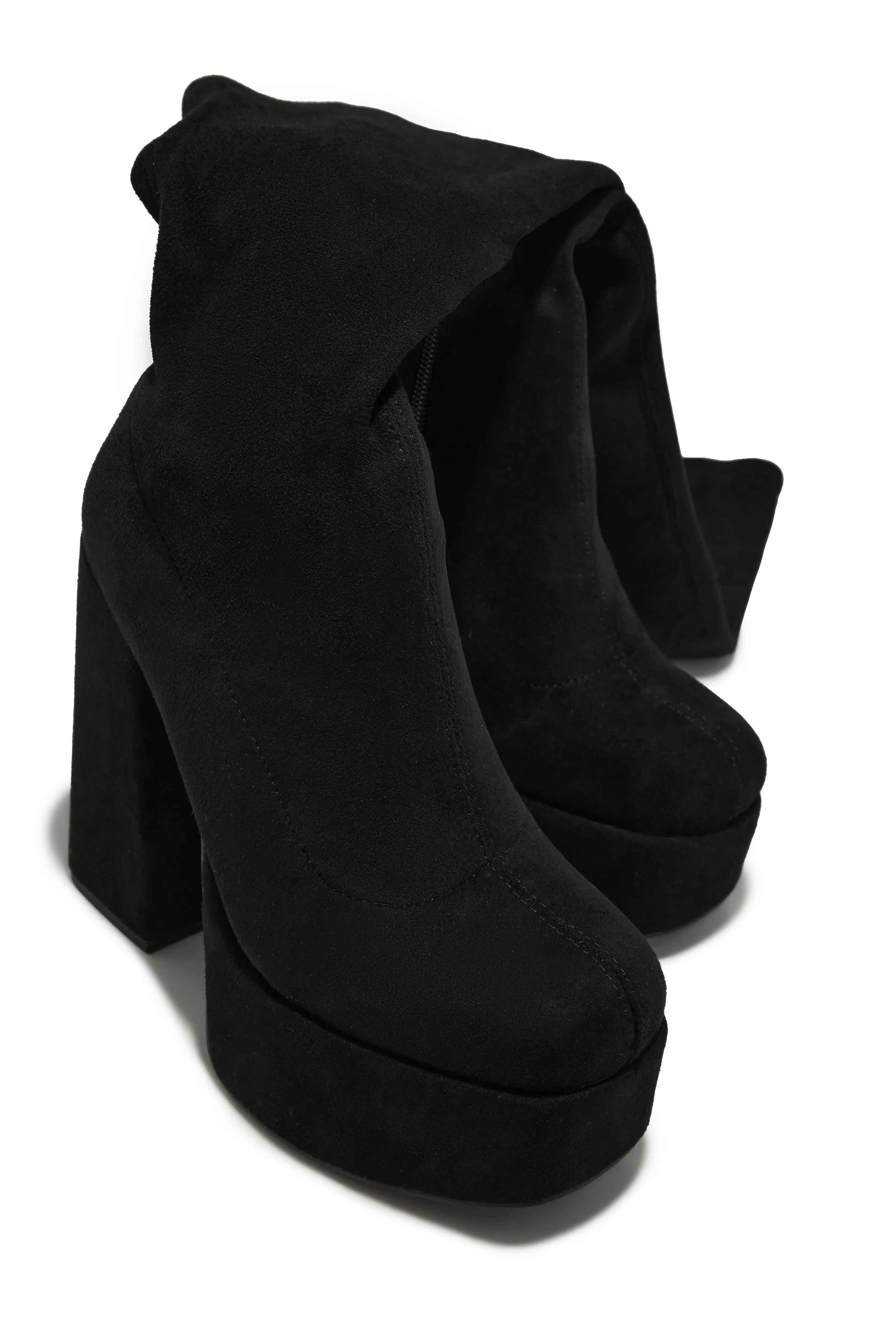 Lachelle Block Heel Platform Over The Knee Boots - Black