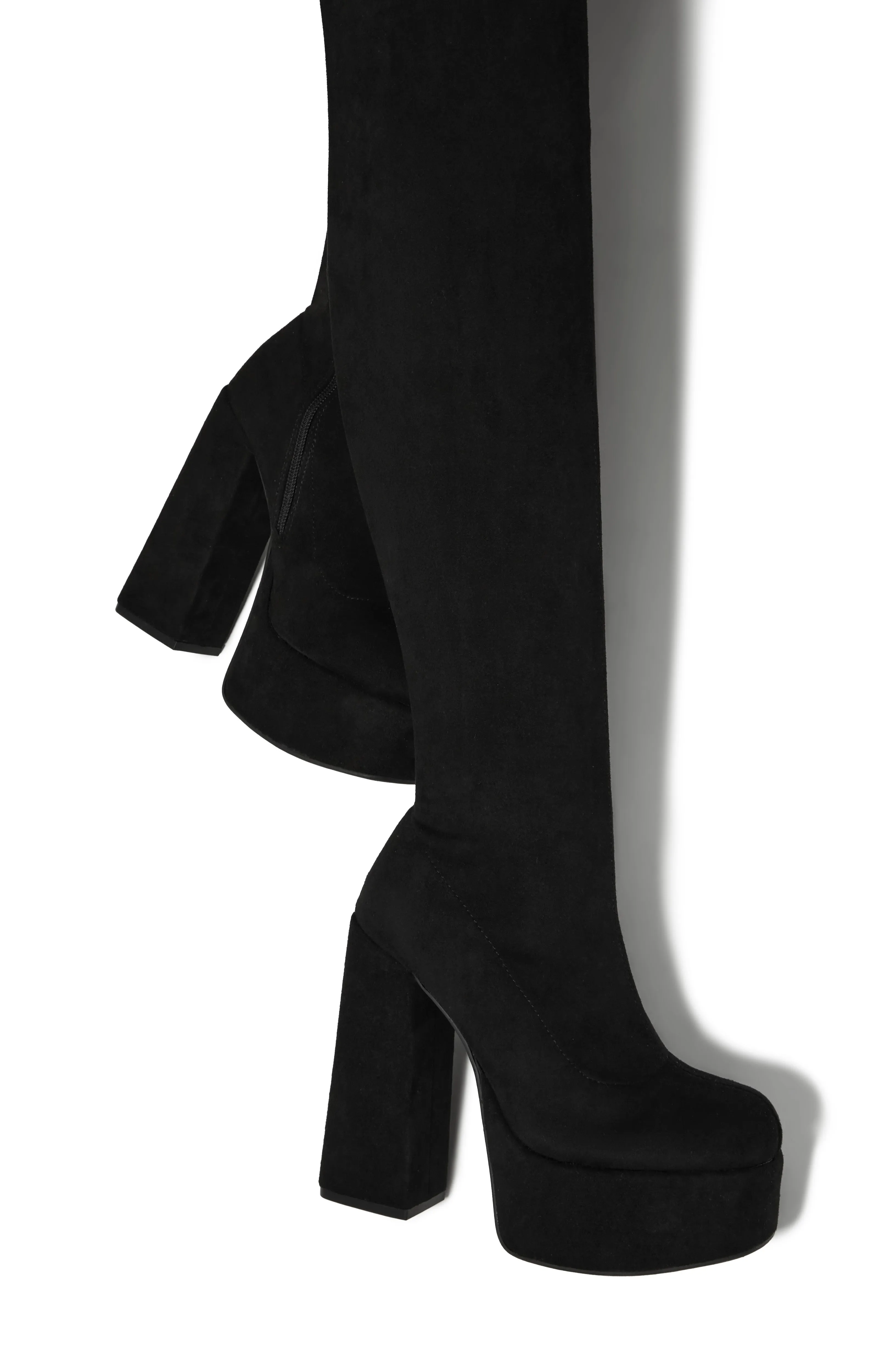 Lachelle Block Heel Platform Over The Knee Boots - Black