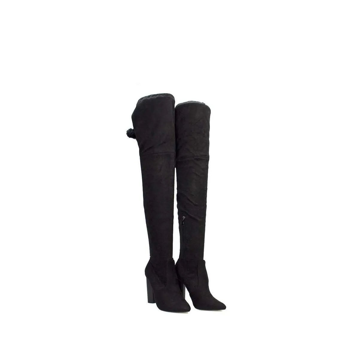 Lauren High Heel Over Knee Pom Pom Boot