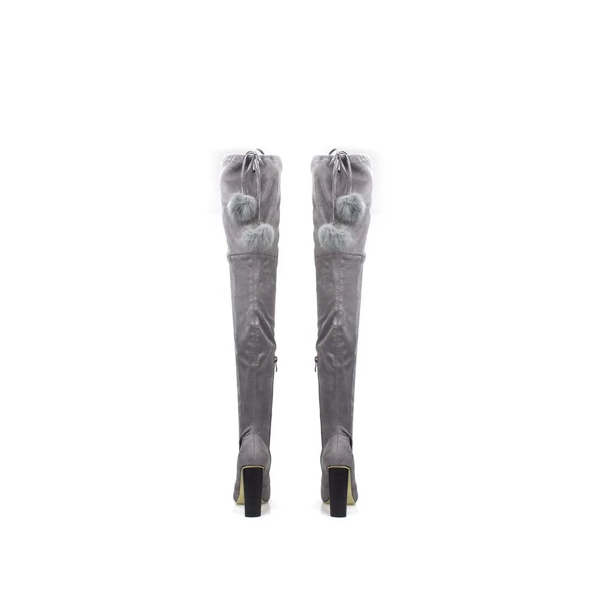 Lauren High Heel Over Knee Pom Pom Boot