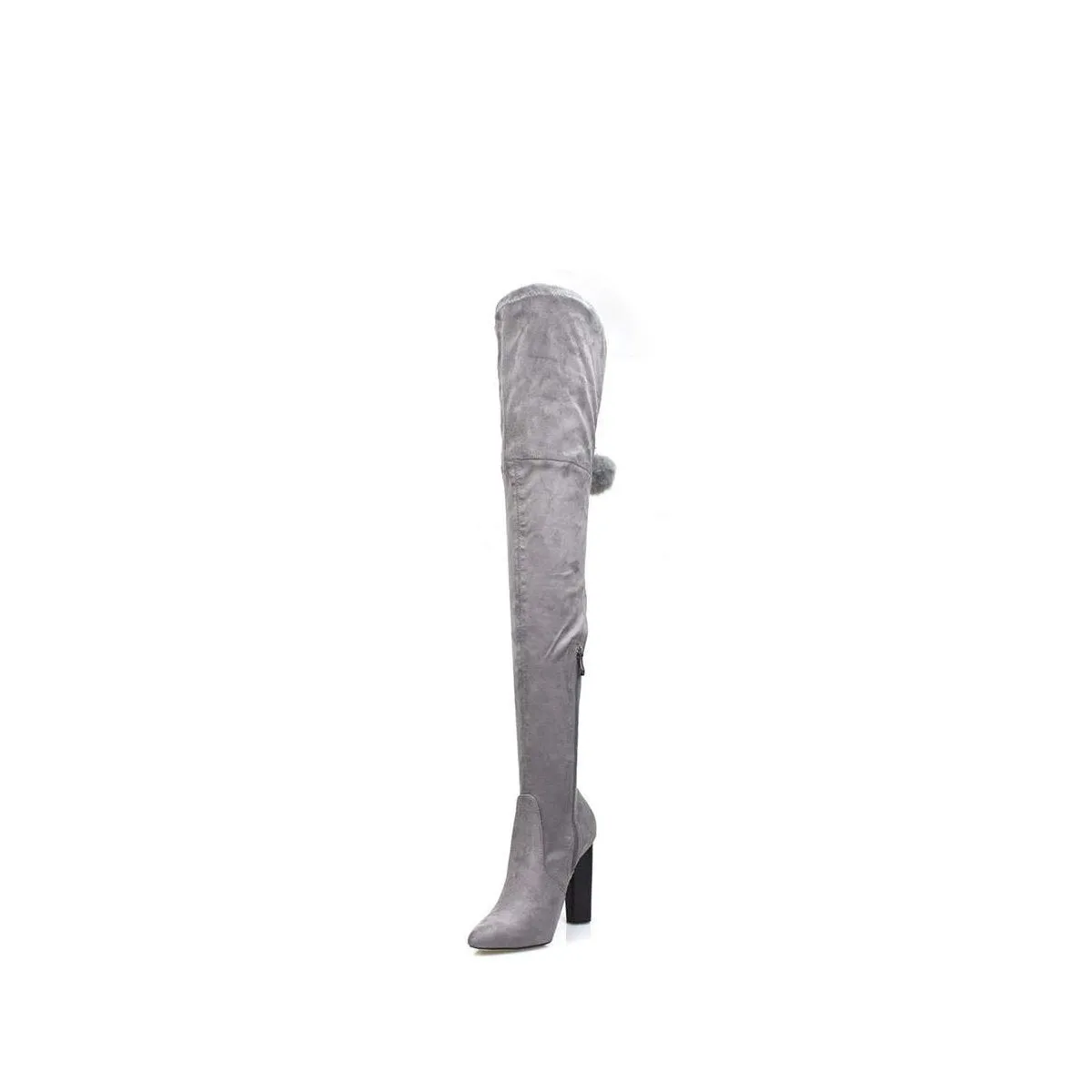 Lauren High Heel Over Knee Pom Pom Boot