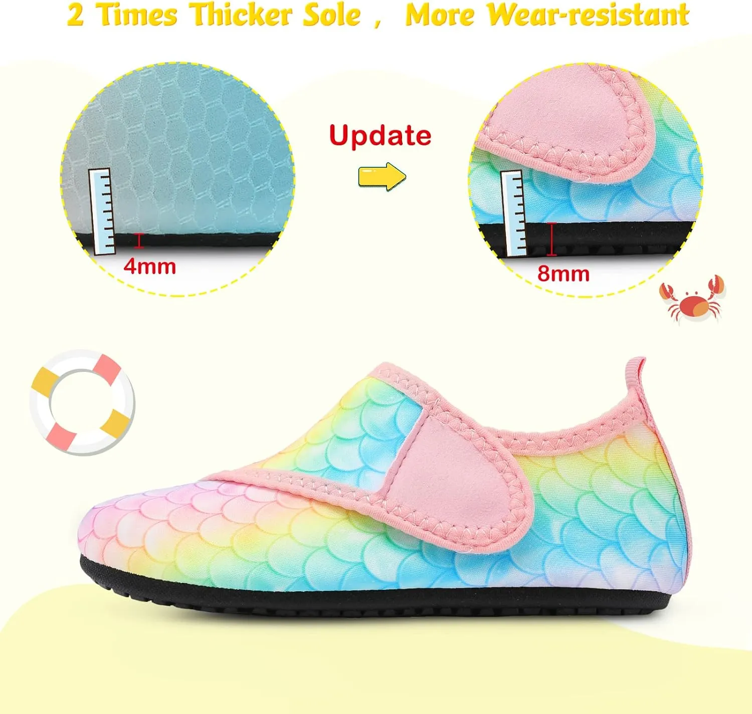 LeIsfIt Toddler Water Shoes Girls Boys Swim Beach Shoes Barefoot Aqua Socks Kids Non-Slip Water Socks