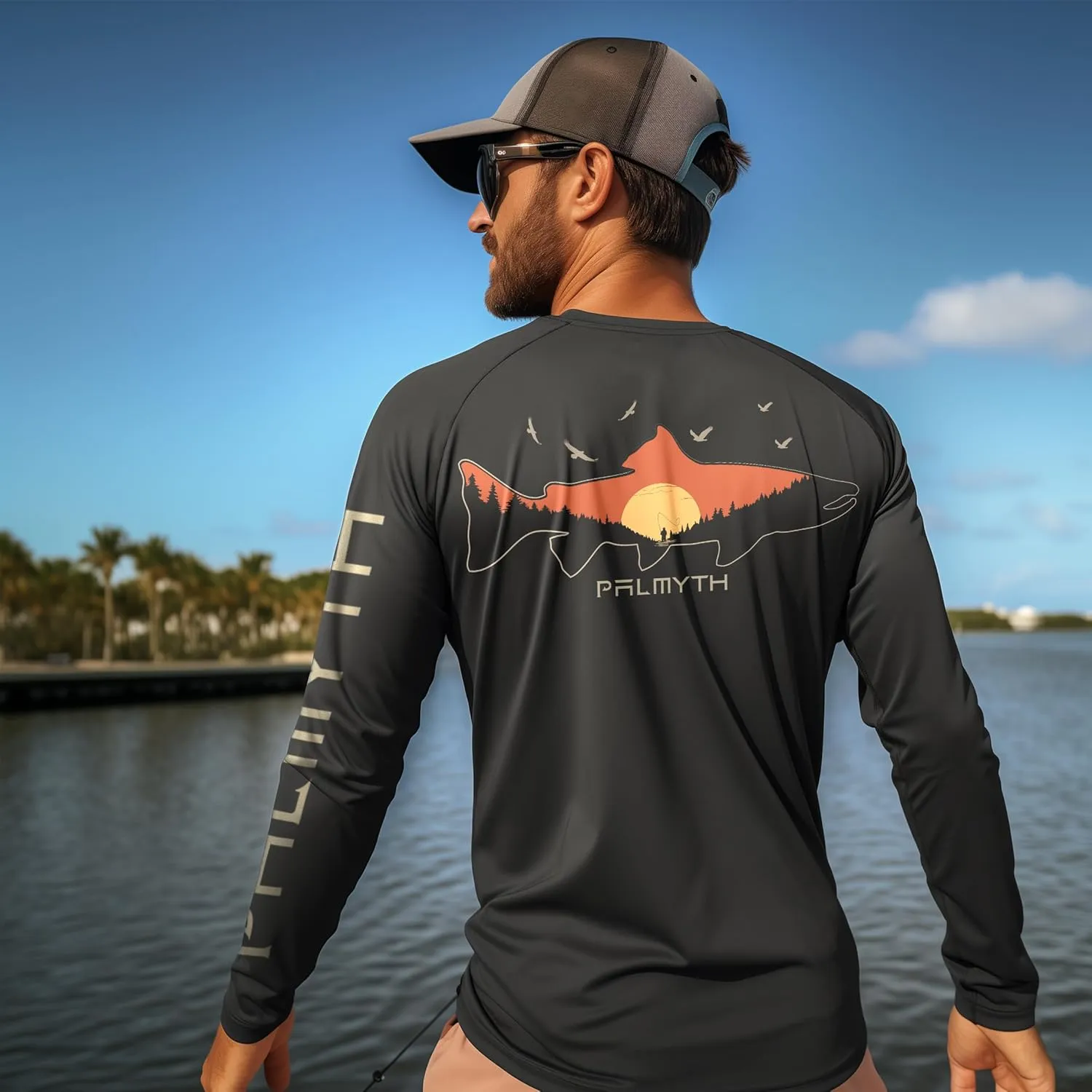Palmyth Fishing Shirts for Men Long Sleeve UPF 50  T Shirt Sun Protection Tee