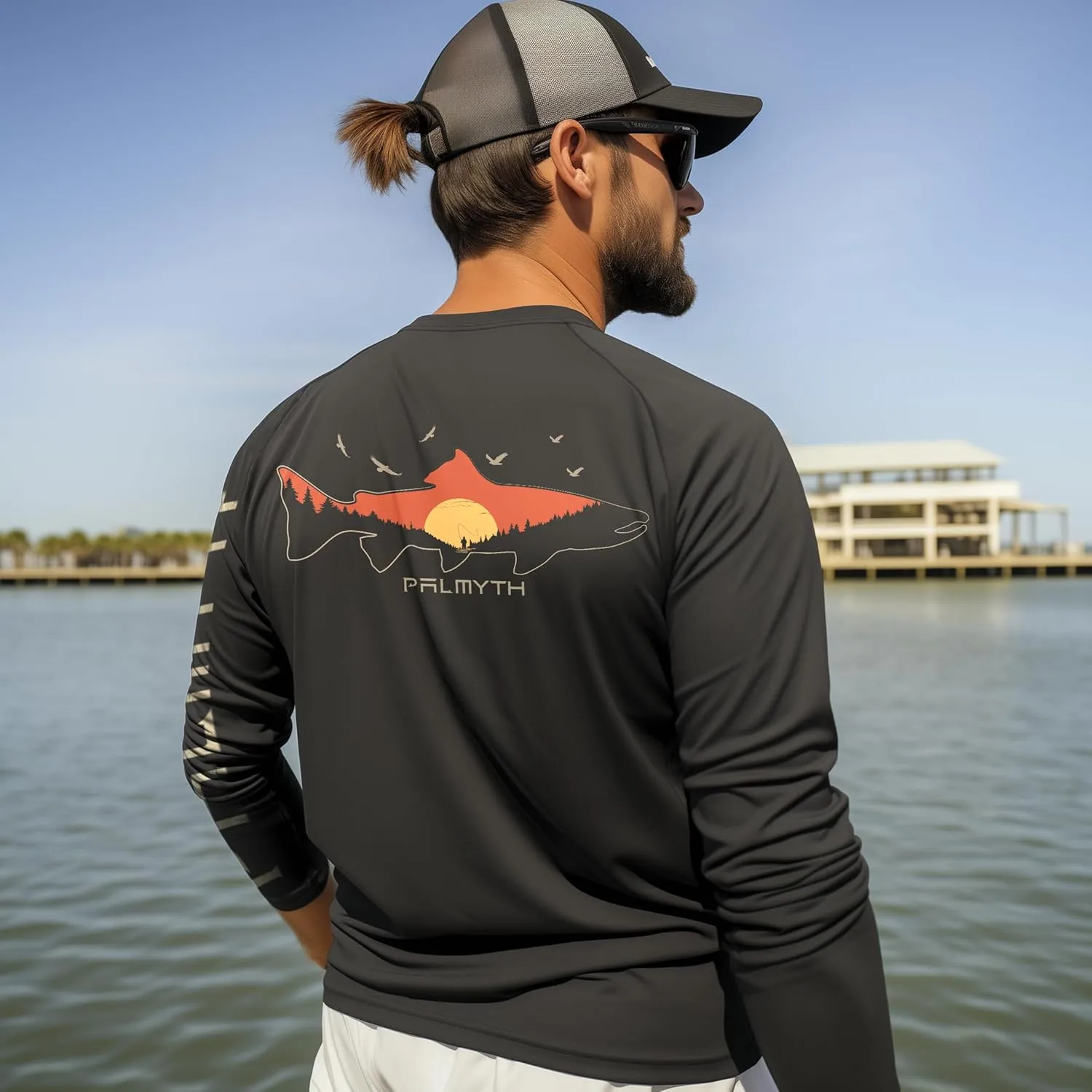 Palmyth Fishing Shirts for Men Long Sleeve UPF 50  T Shirt Sun Protection Tee