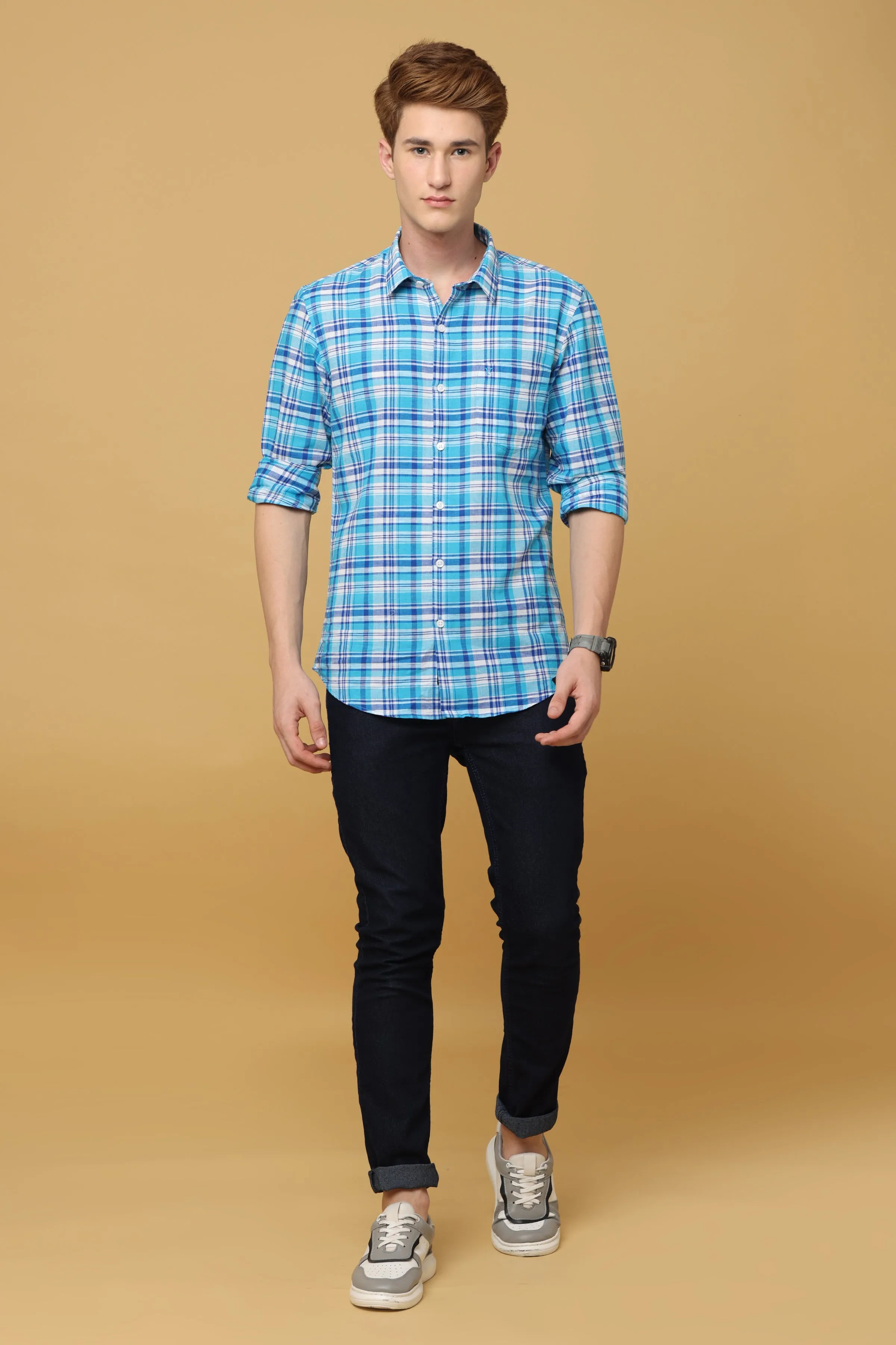 Premium Aqua Blue Cotton Shirt