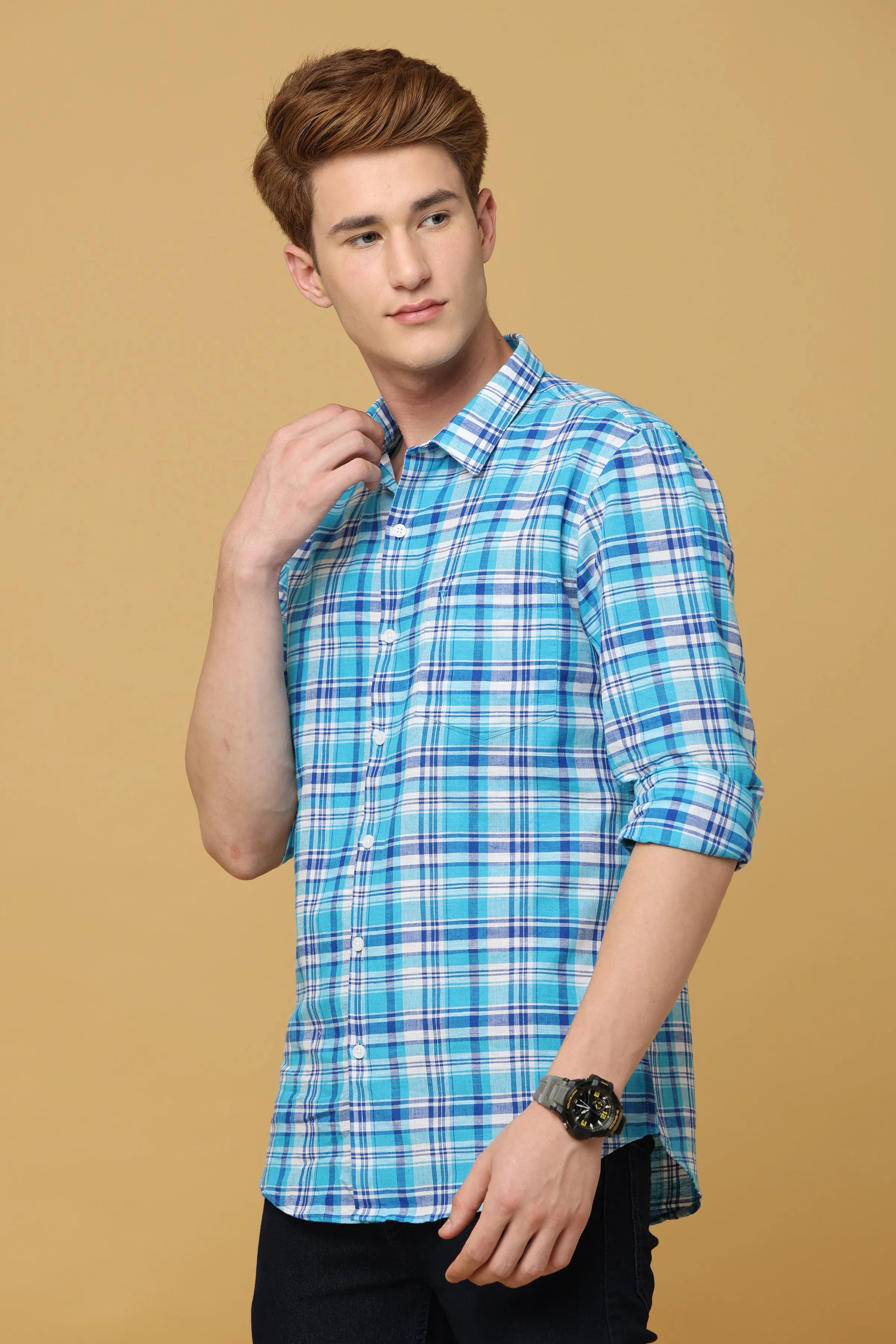 Premium Aqua Blue Cotton Shirt