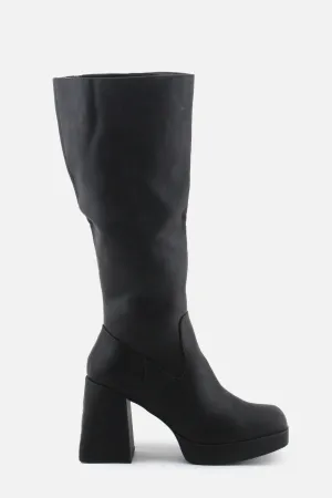 Pull & bear Zipper Block Knee High Boots | 100% Authentic Leather